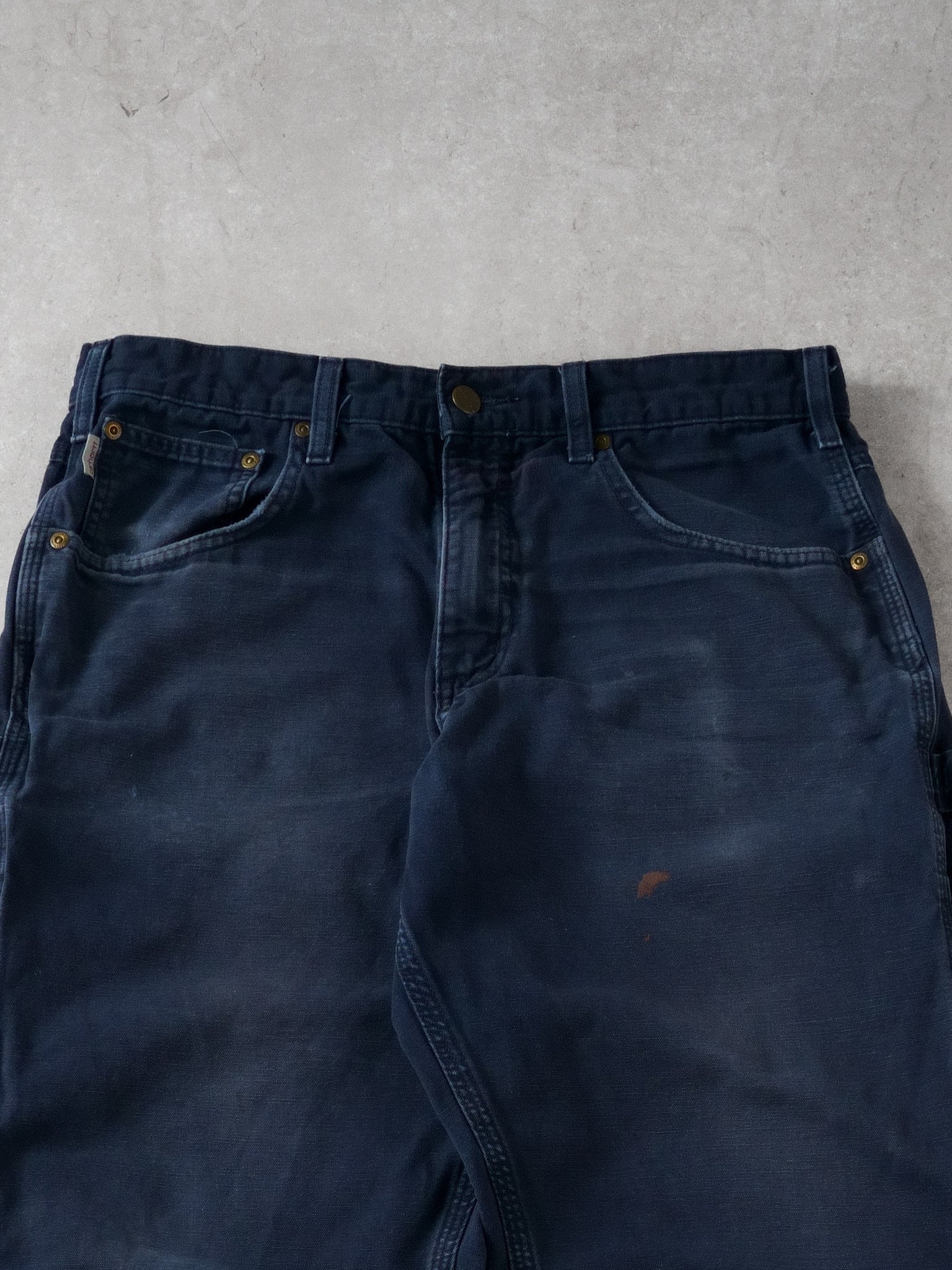 Vintage 90s Navy Blue Carhartt Loose Fit Carpenter Pants (32x30) - Image 3