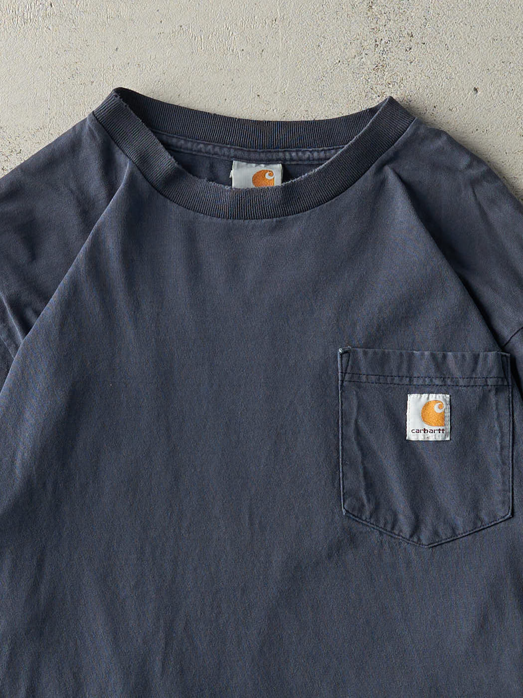 Vintage 90s Navy Blue Carhartt Pocket Long Sleeve (M) - Image 2