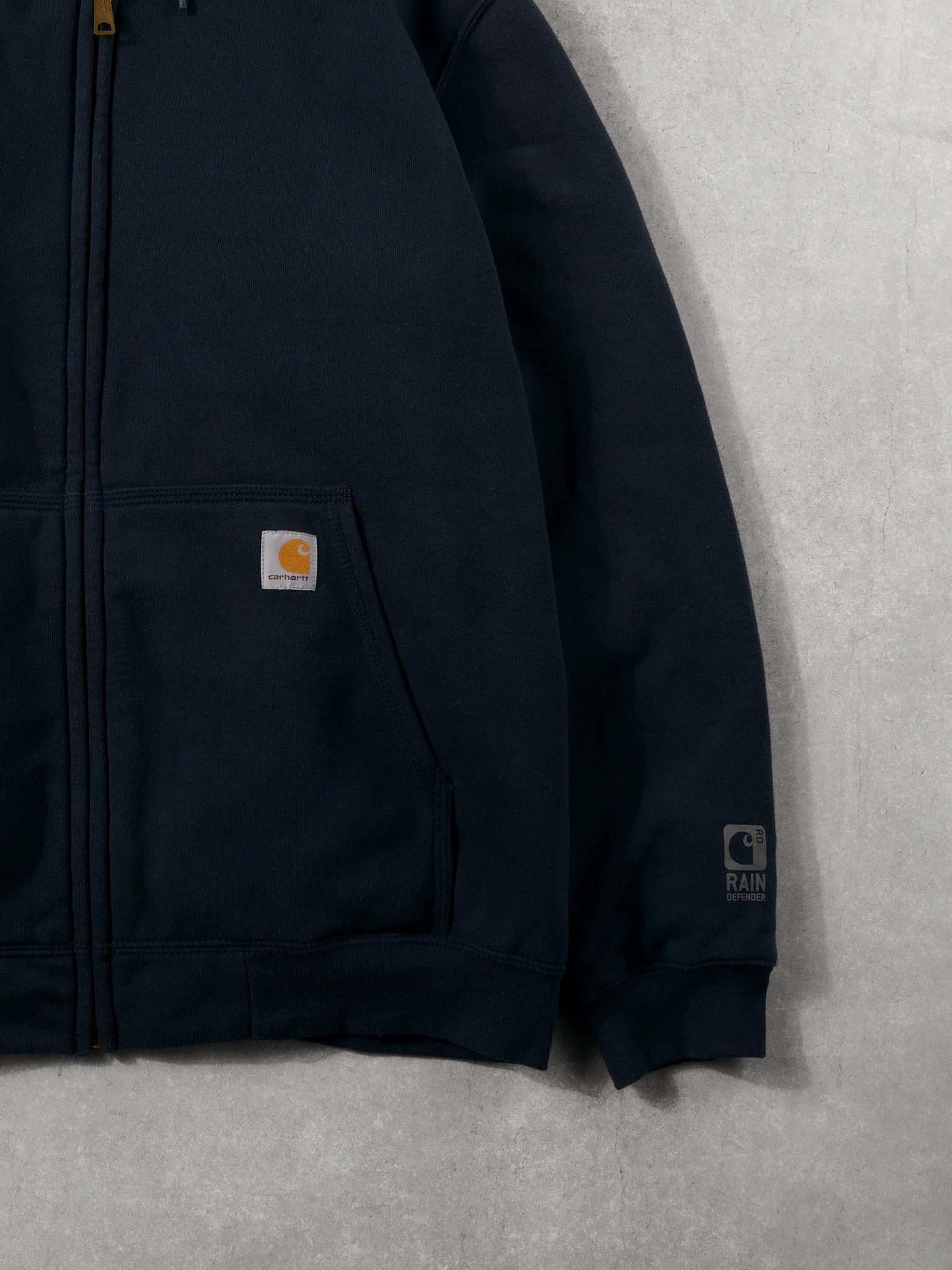 Vintage 90s Navy Blue Carhartt Rain Defender Hooded Jacket (XL) - Image 3