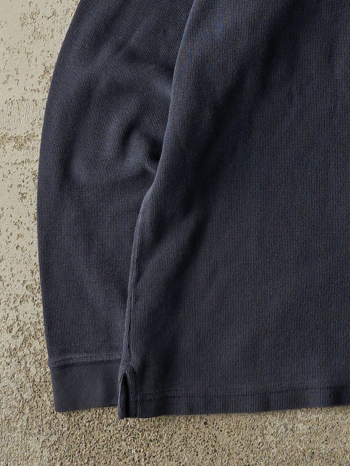Vintage 90s Navy Blue Carhartt Thermal Quarter Button Long Sleeve (L/XL) - Image 3