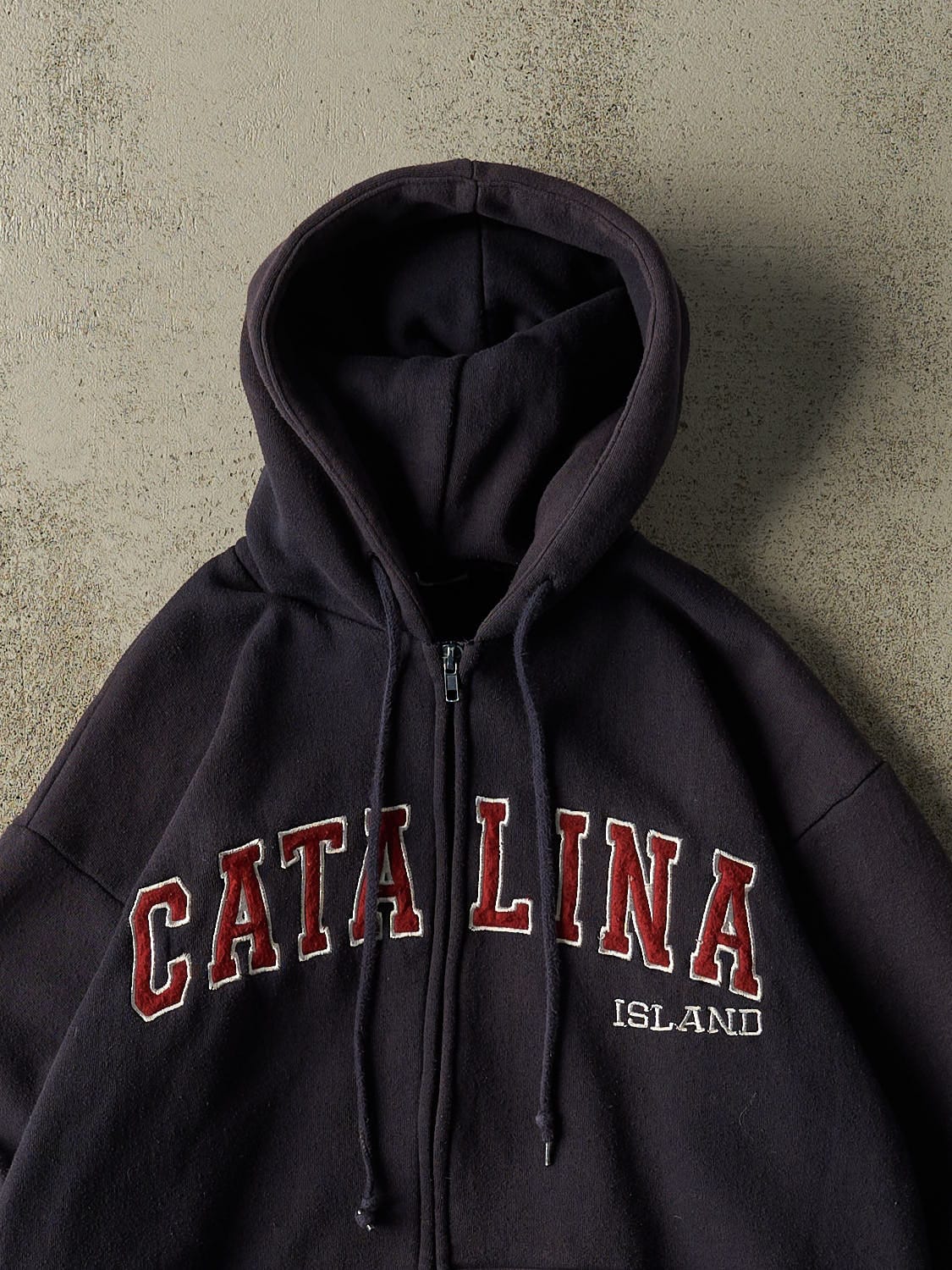 Vintage 90s Navy Blue Catalina Island Embroidered Zip Up Hoodie (S/M) - Image 2