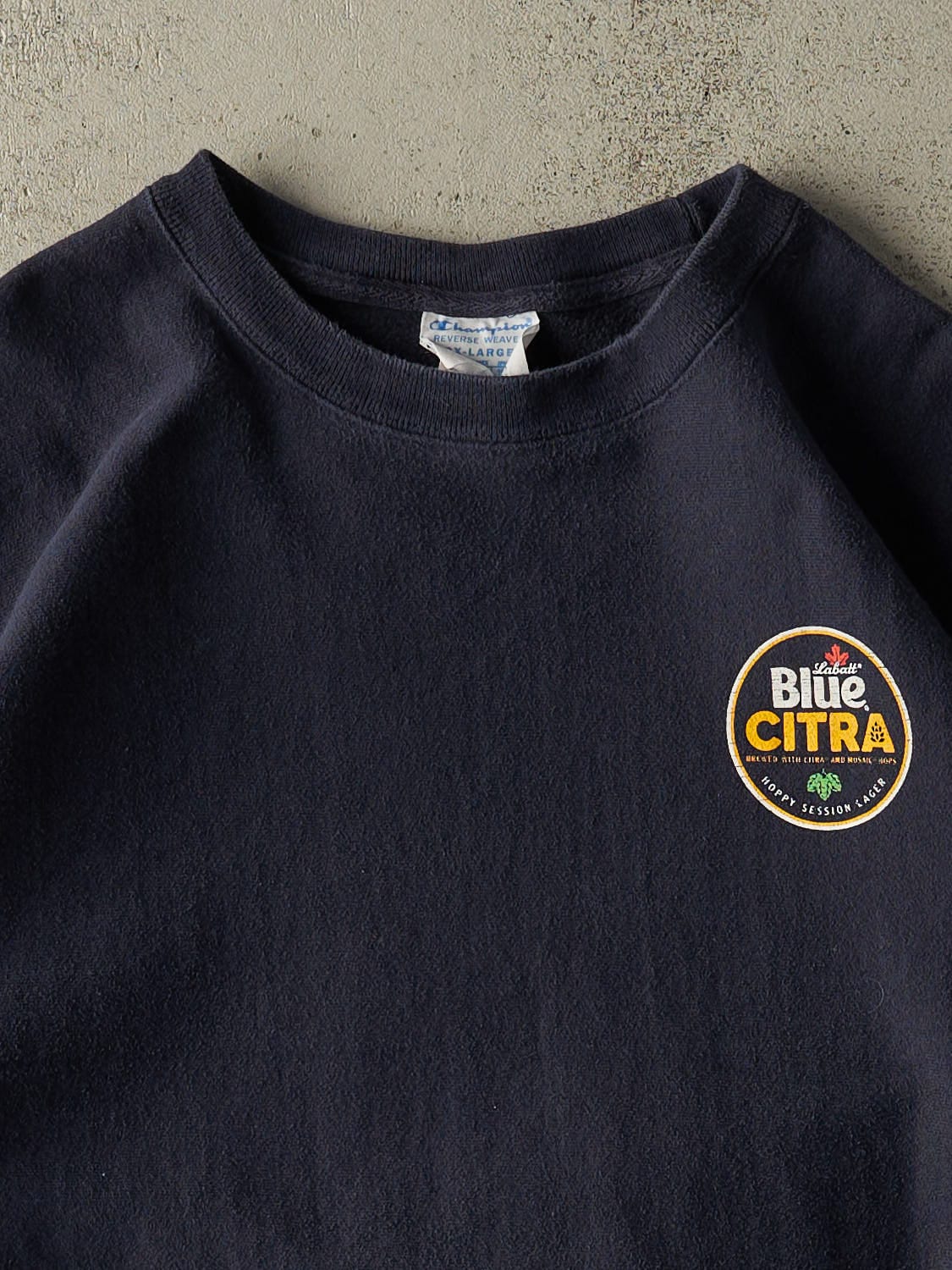 Vintage Y2K Navy Blue Champion Reverse Weave Labatt Crewneck (XXL/XXXL) - Image 3