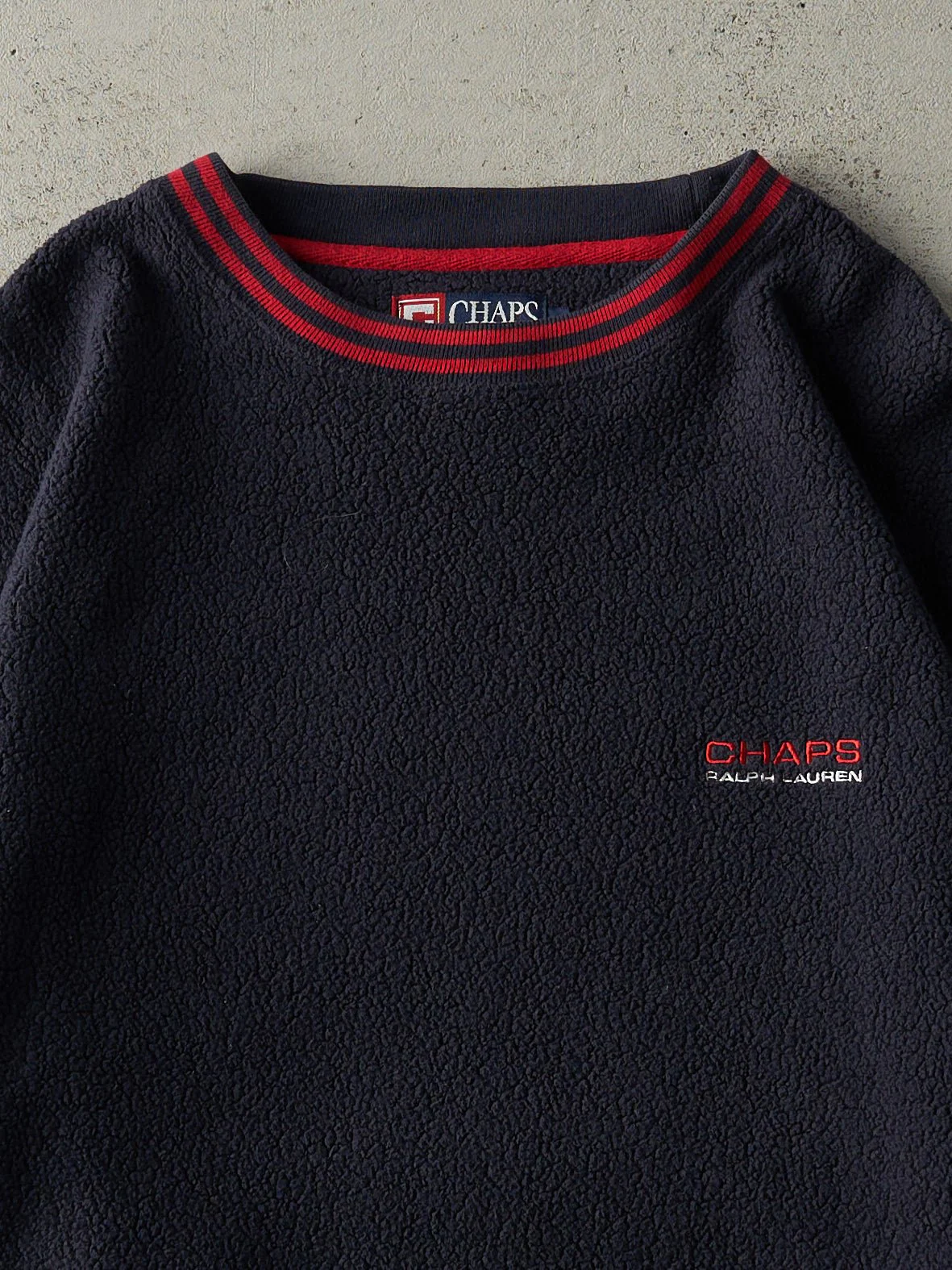 Vintage 90s Navy Blue Chaps Ralph Lauren Fleece Pullover (L) - Image 3