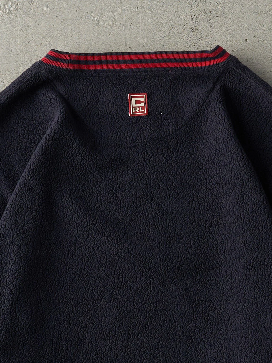 Vintage 90s Navy Blue Chaps Ralph Lauren Fleece Pullover (L) - Image 4