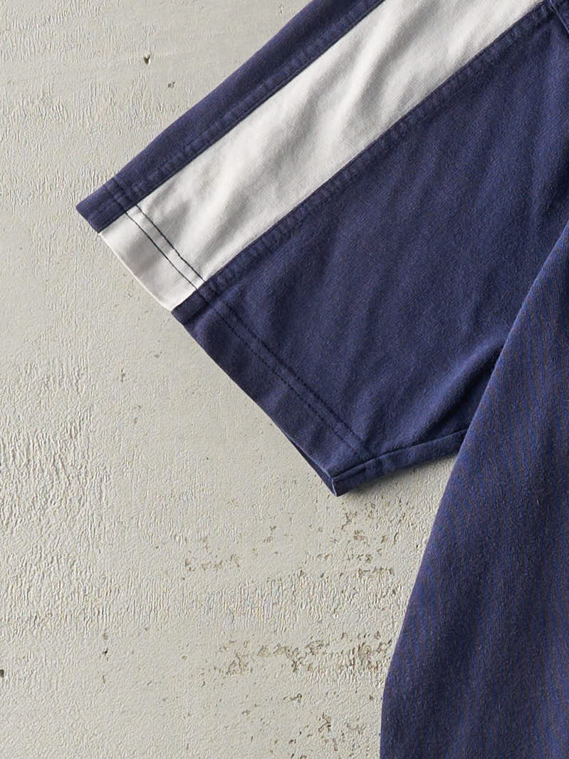 Vintage 90s Navy Blue Embroidered Fila Tee (M) - Image 3
