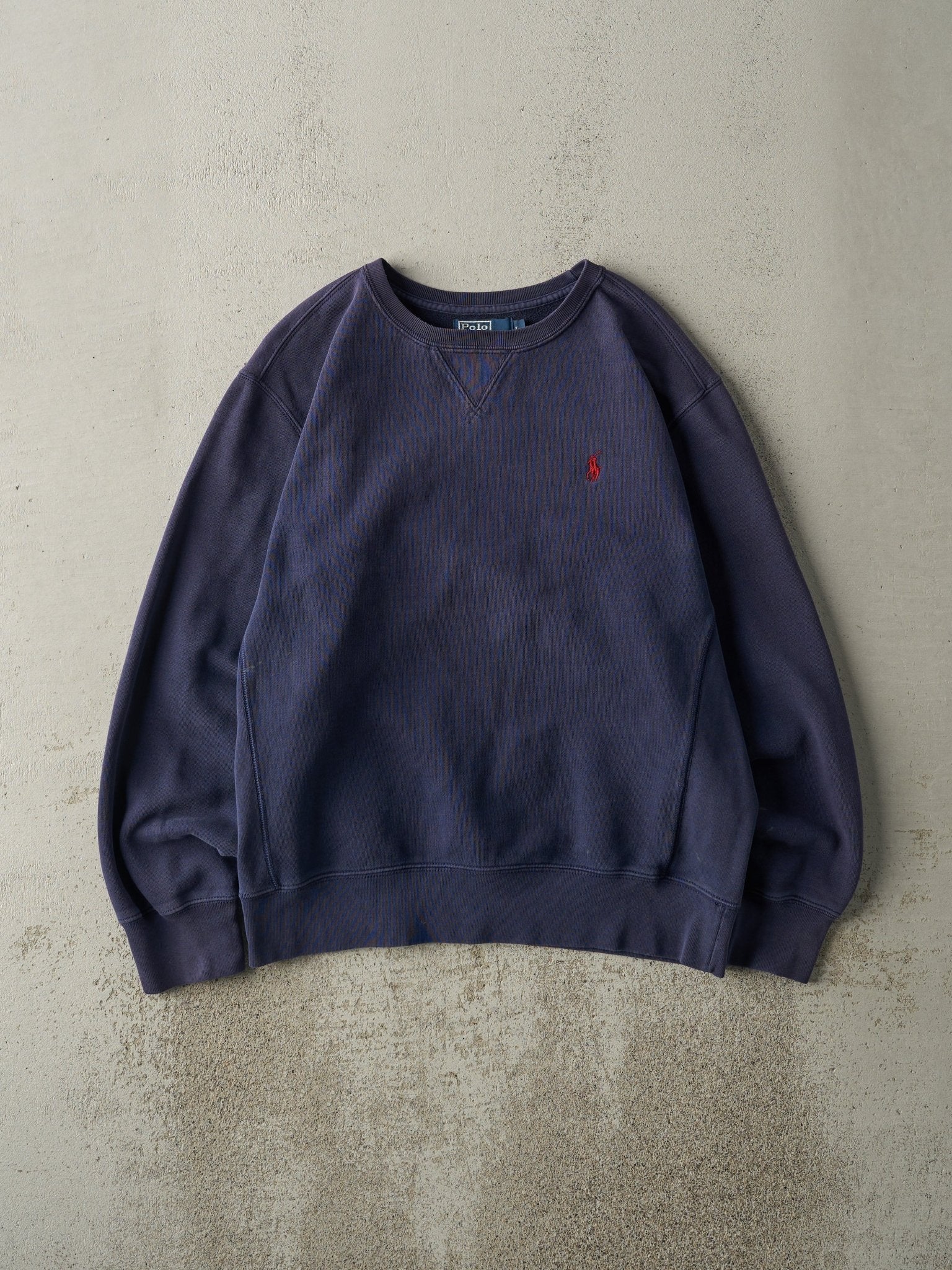 Vintage 90s Navy Blue Embroidered Polo Crewneck (L)