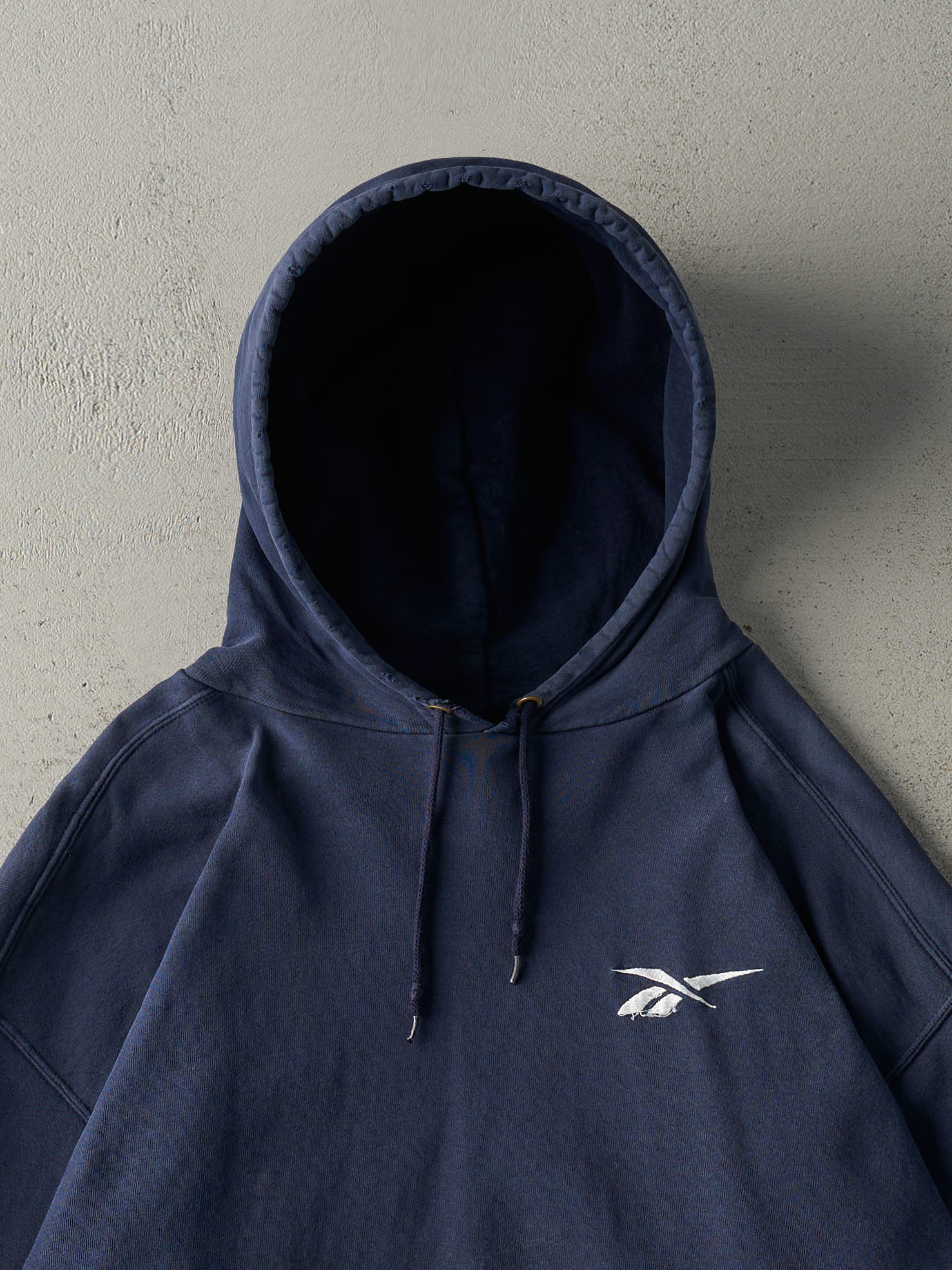 Vintage 90s Navy Blue Embroidered Reebok Hoodie (L) - Image 2