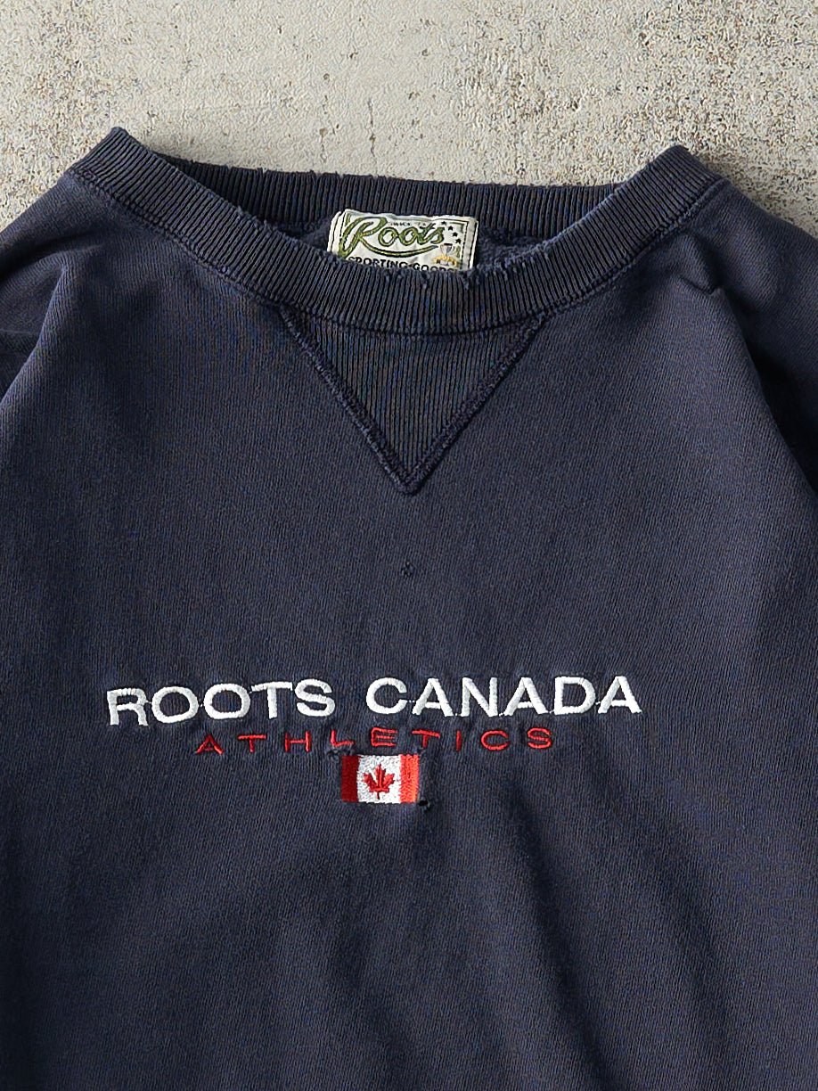 Vintage 90s Navy Blue Embroidered Roots Canada Boxy Crewneck (M/L) - Image 2