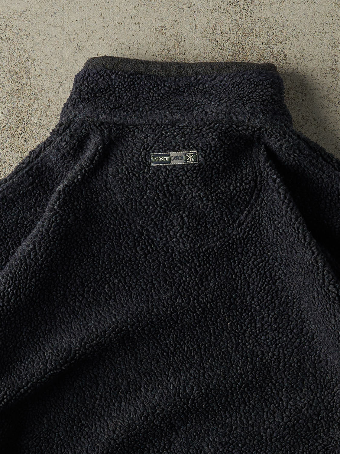 Vintage 90s Navy Blue Embroidered Sherpa Quarter Zip (XXL) - Image 4