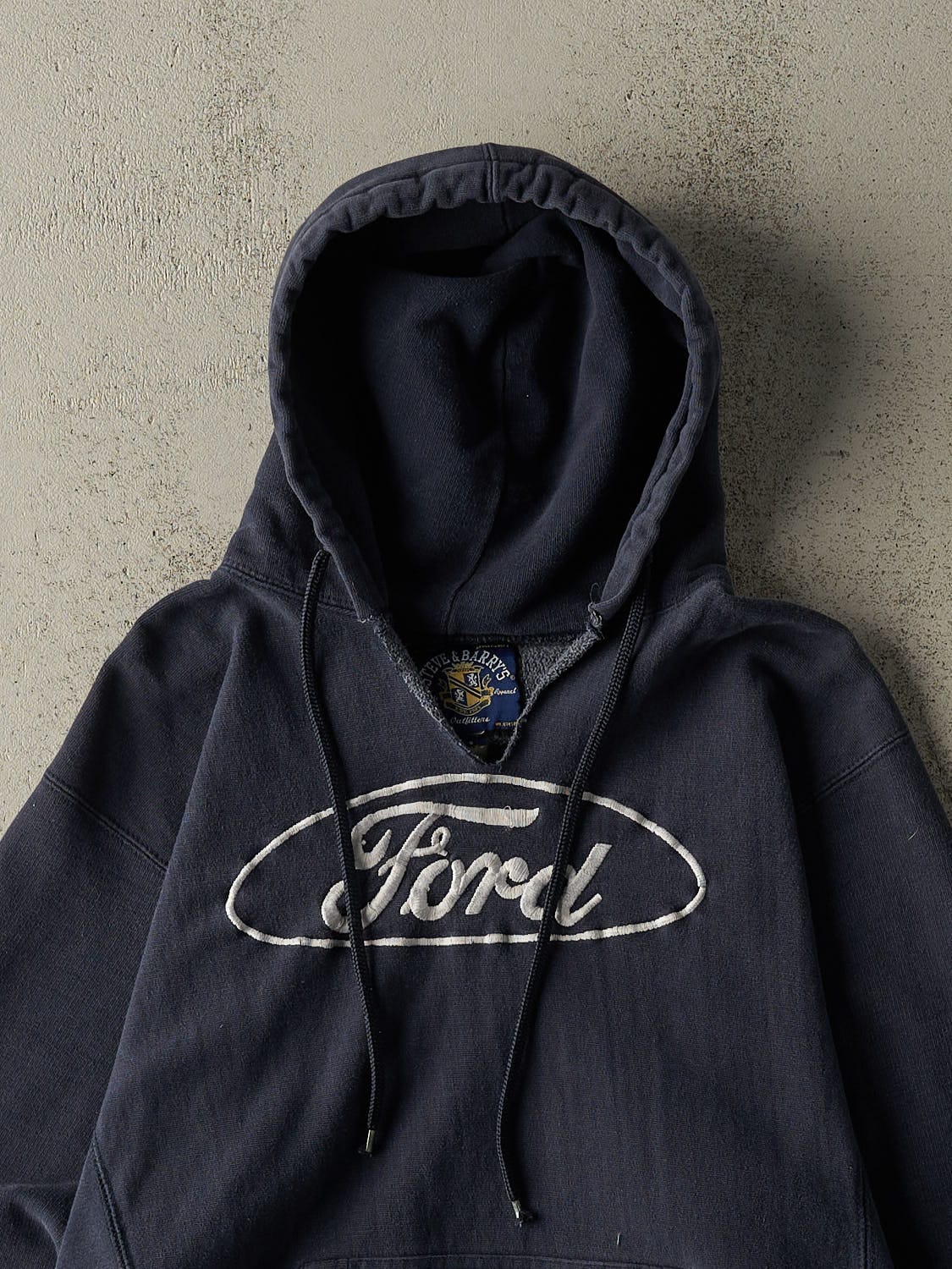 Vintage 90s Navy Blue Ford Embroidered Hoodie (S) - Image 3