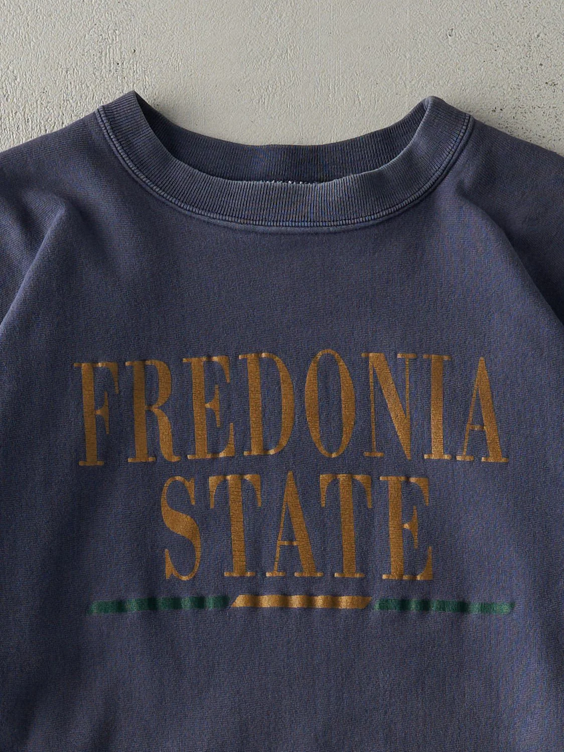 Vintage 90s Faded Navy Blue Fredonia State Crewneck (L) - Image 2