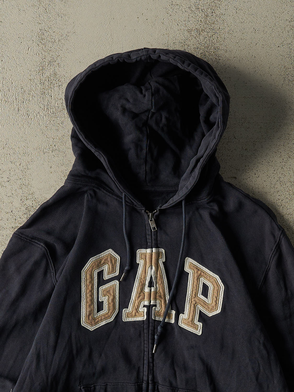 Vintage 90s Navy Blue Gap Zip Up Hoodie (S/M) - Image 2