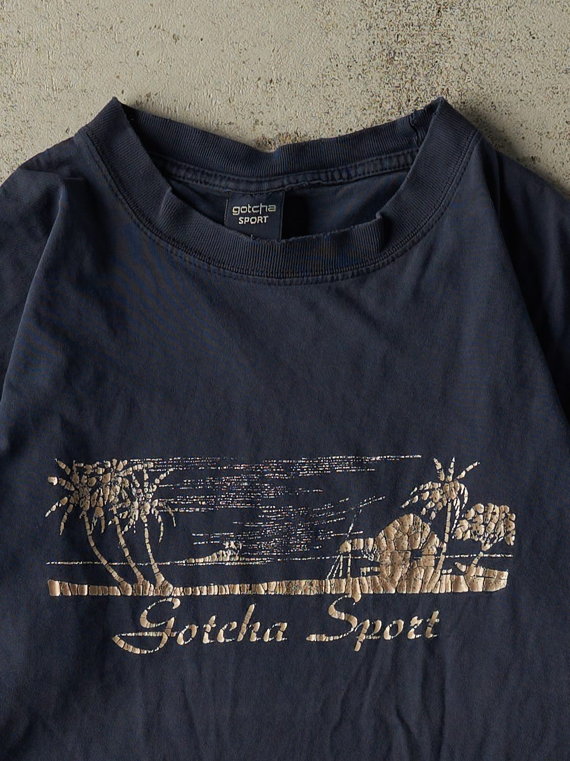 Vintage 90s Navy Blue Gotcha Sport Tee (M/L) - Image 2