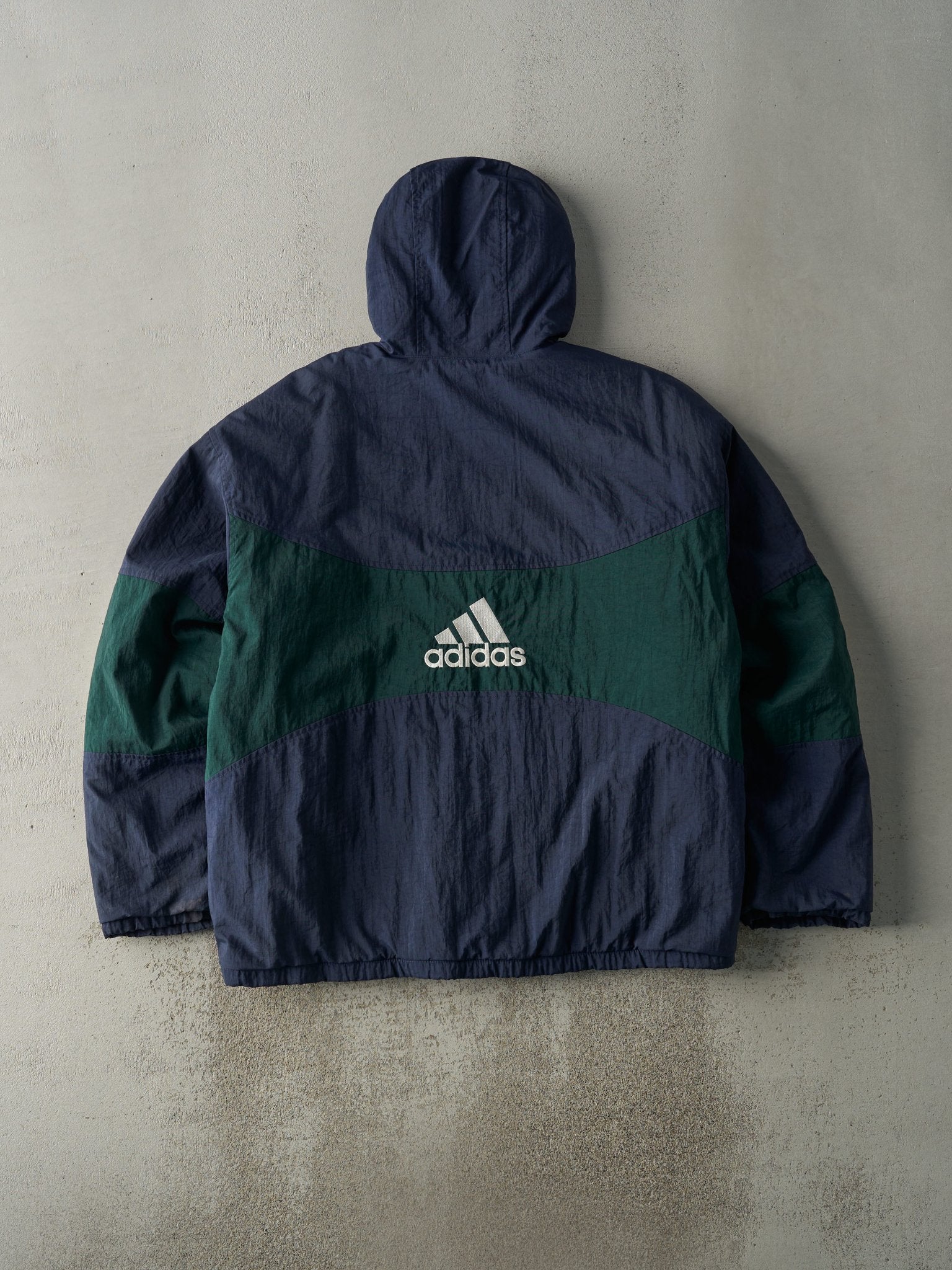 Vintage 90s Navy Blue & Green Adidas Jacket (L/XL) - Image 2