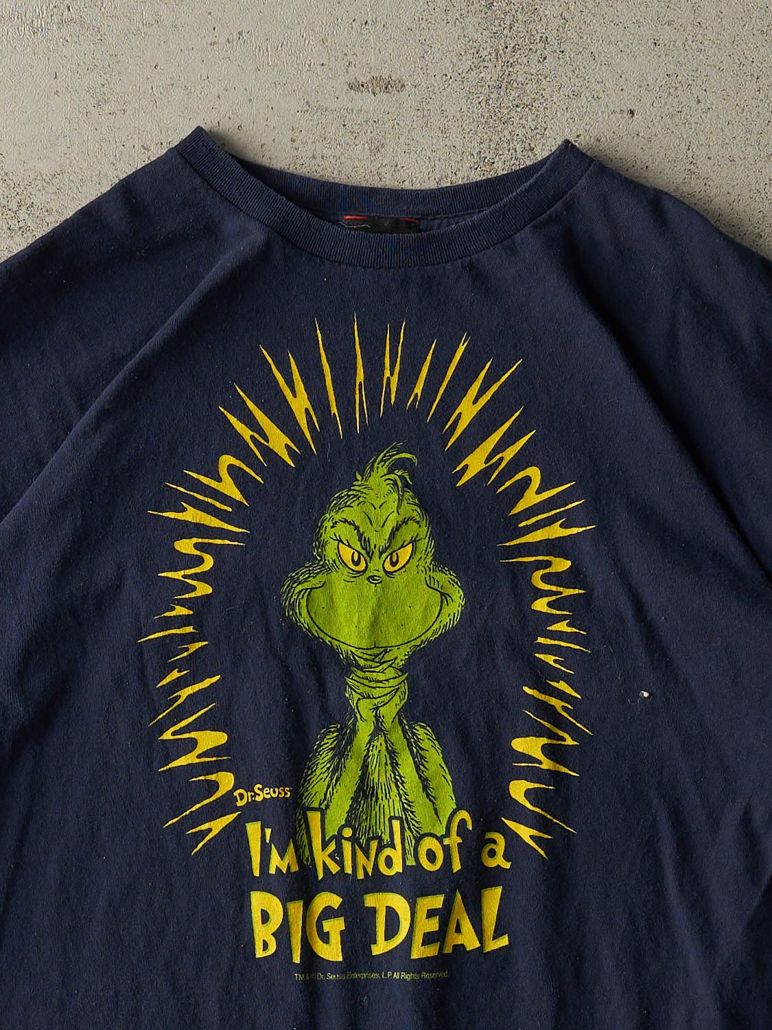Vintage 90s Navy Blue The Grinch "I'm Kind of a Big Deal" Slogan Tee (L/XL) - Image 2