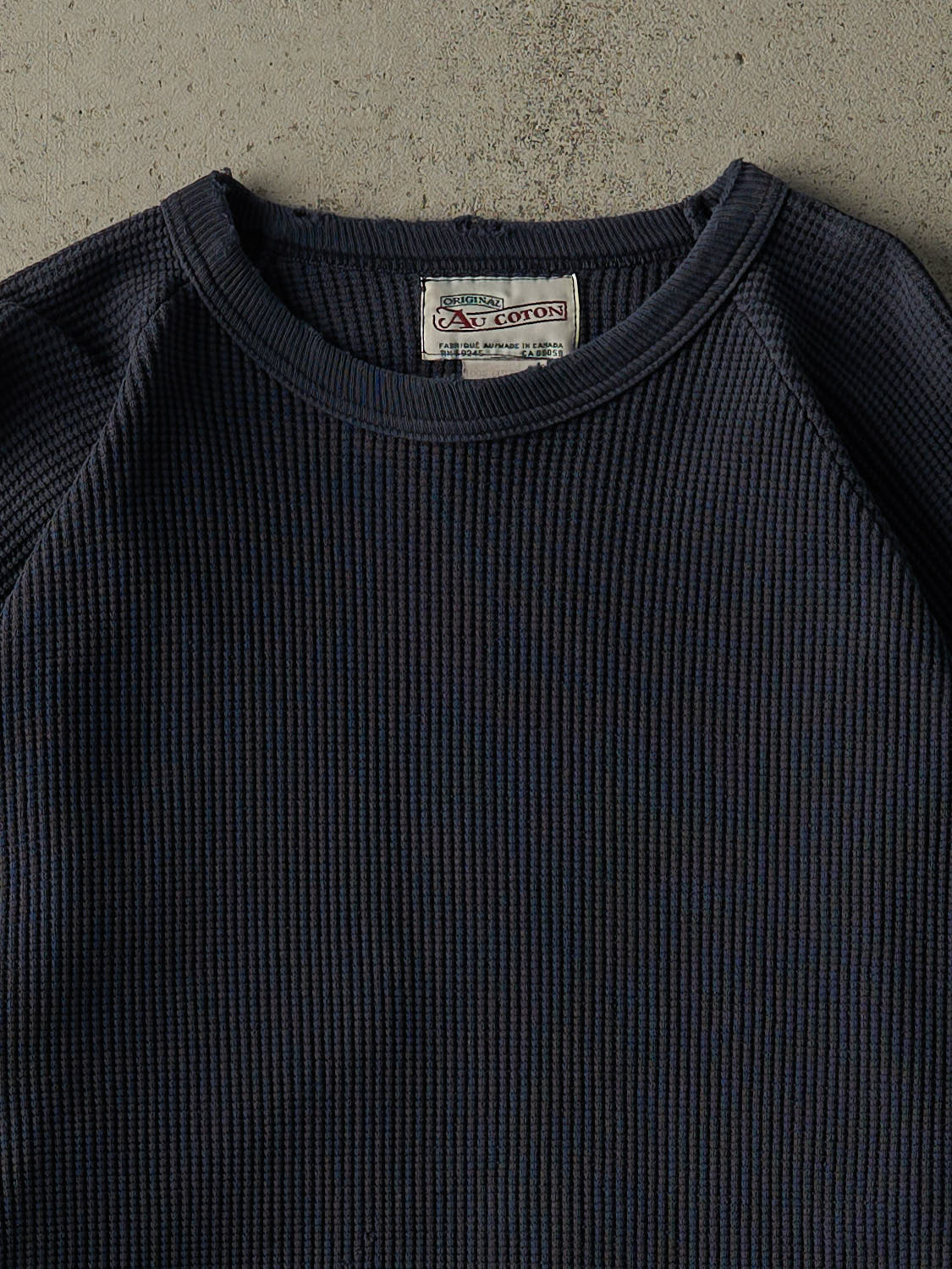 Vintage 90s Navy Blue Heavyweight Boxy Thermal Long Sleeve (XL/XXL) - Image 2