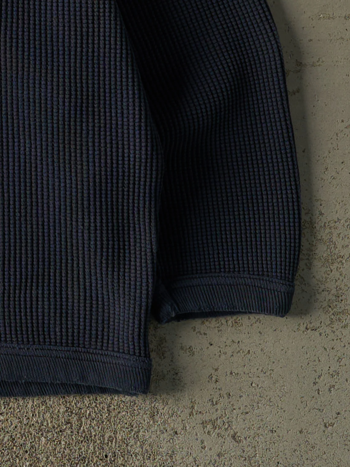 Vintage 90s Navy Blue Heavyweight Boxy Thermal Long Sleeve (XL/XXL) - Image 3
