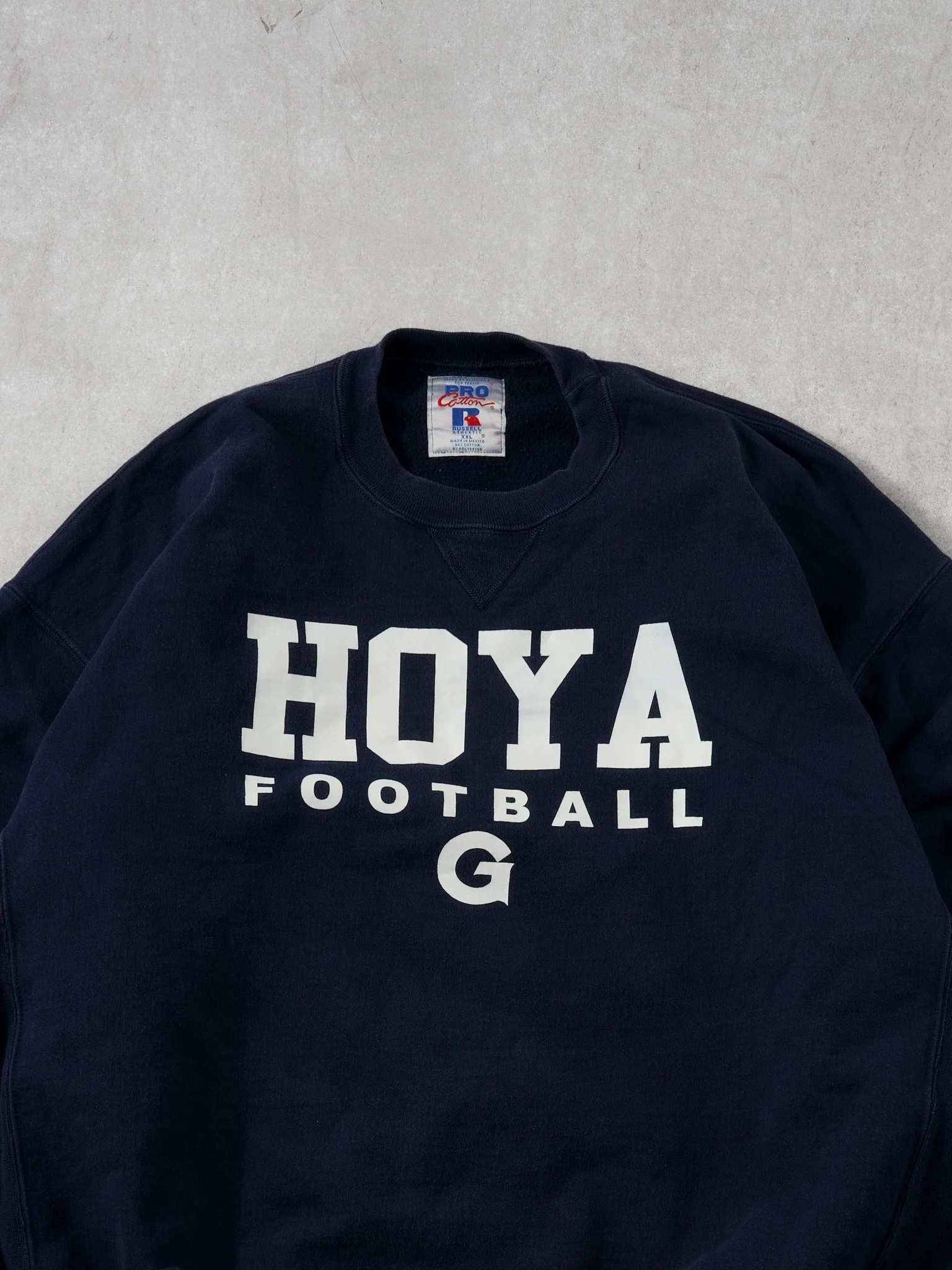 Vintage 90s Navy Blue HOYA Football Russell Athletic Crewneck (XL) - Image 2