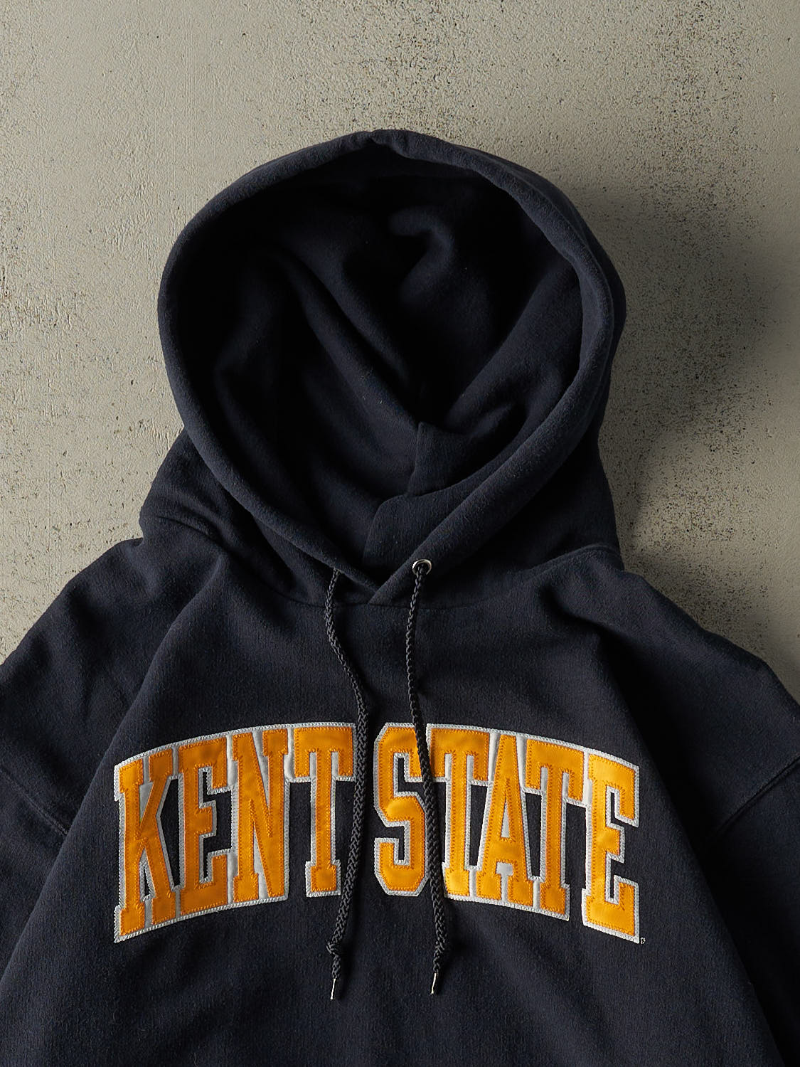 Vintage 90s Navy Blue Kent State Embroidered Champion Hoodie (L) - Image 2
