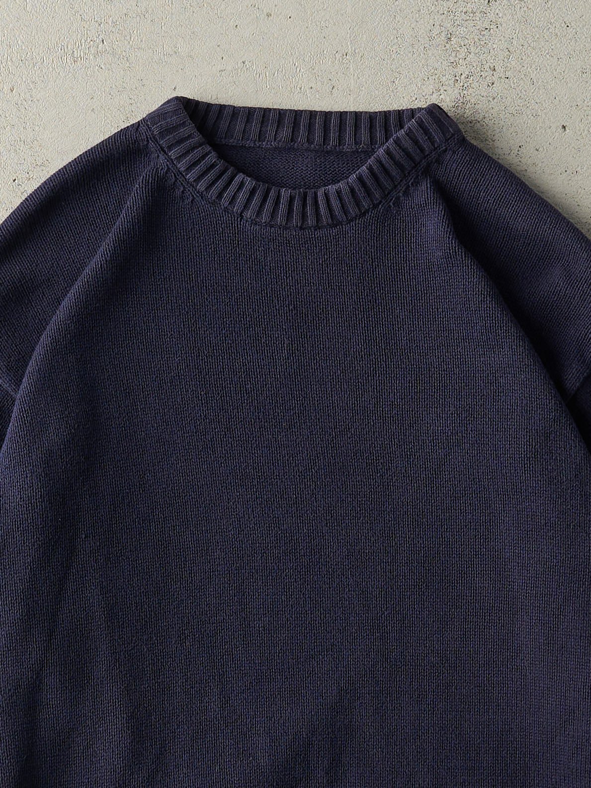 Vintage 90s Navy Blue Knit Pullover (M) - Image 2