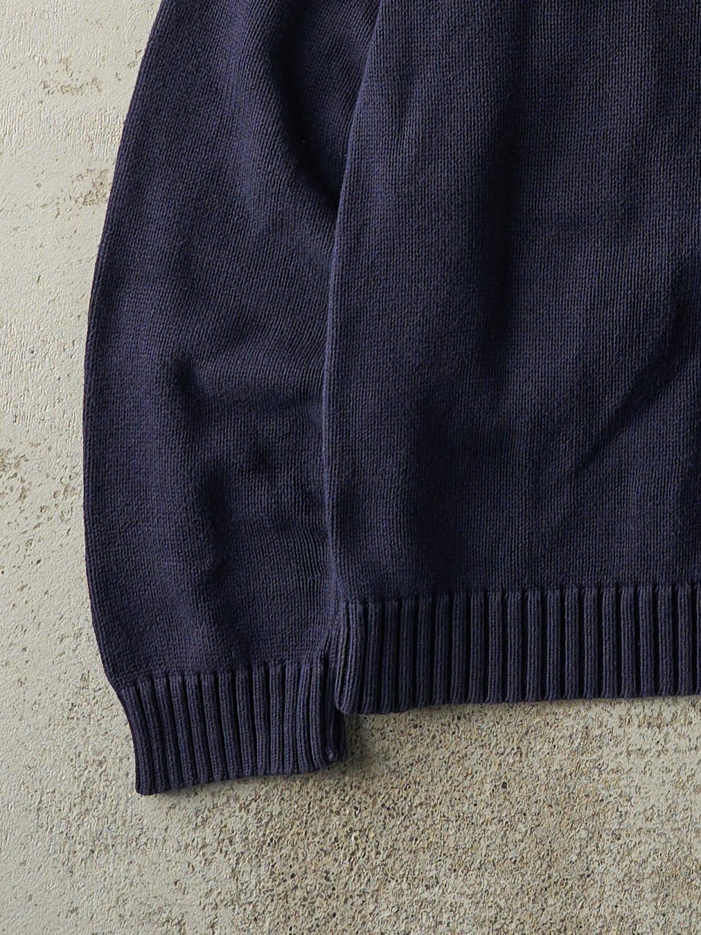 Vintage 90s Navy Blue Knit Pullover (M) - Image 3