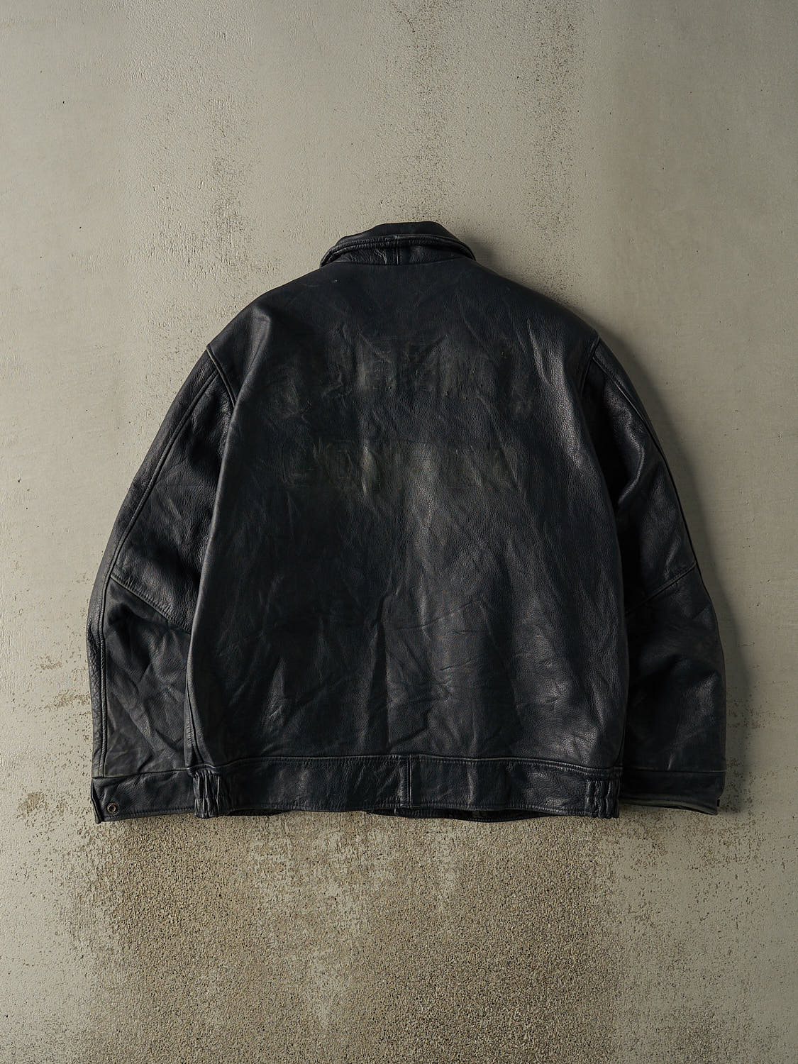 Vintage 90s Navy Blue Leather Jacket (L/XL) - Image 2
