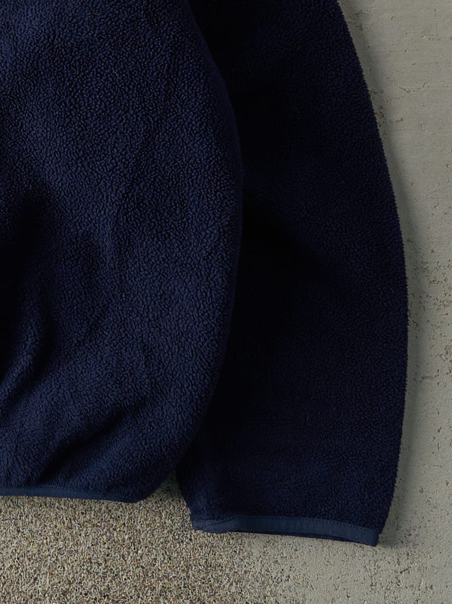 Vintage 90s Navy Blue LL Bean Quarter Button Fleece Sweatshirt (L) - Image 3