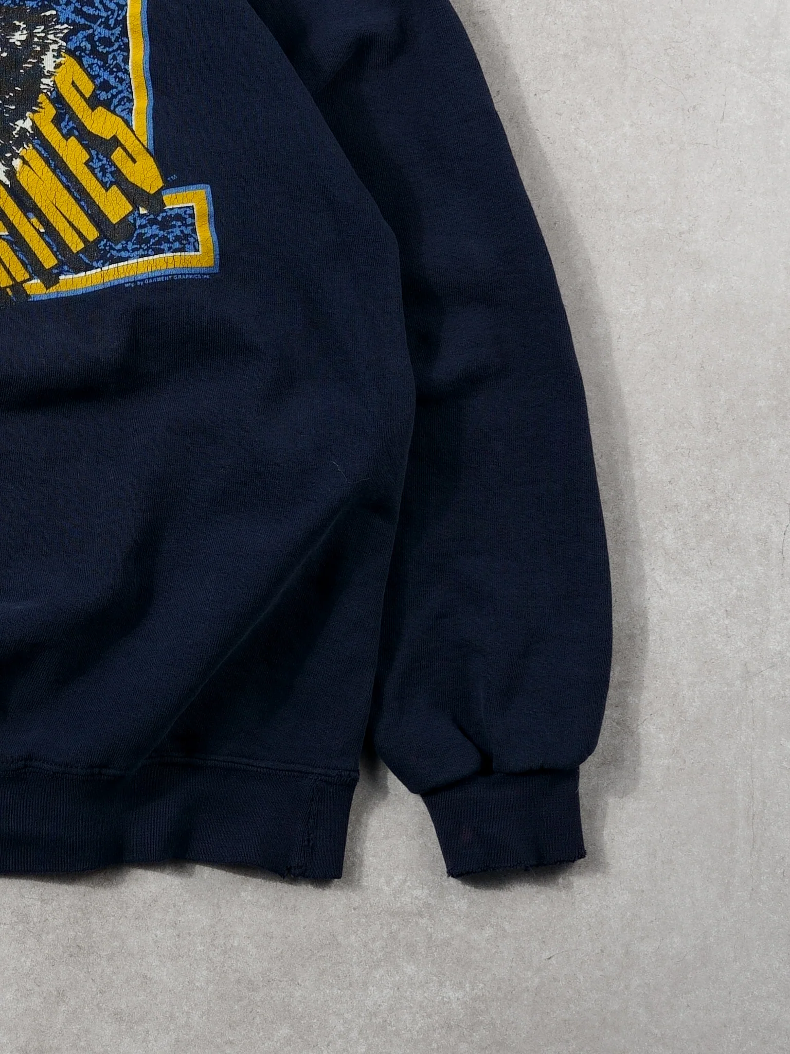 Vintage 90s Navy Blue Michigan Wolverine Graphic Crewneck (L) - Image 3