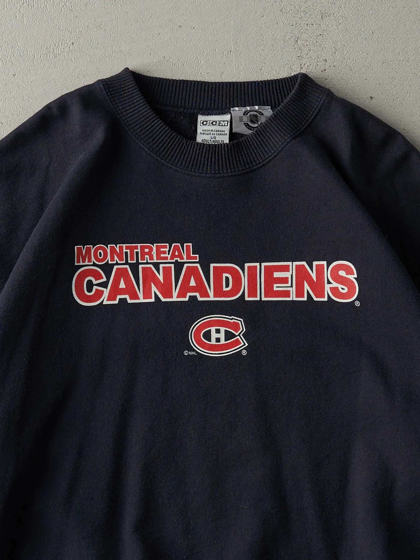 Vintage 90s Navy Blue Montreal Canadians Crewneck (L) - Image 3