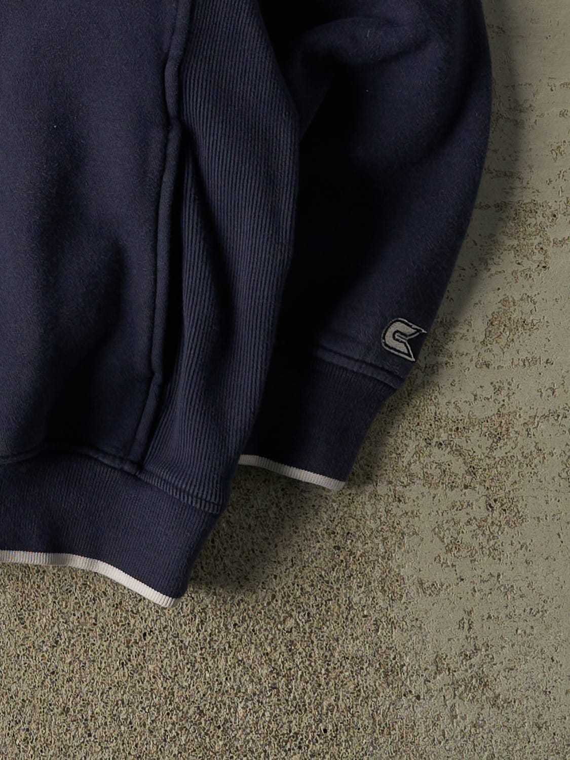 Vintage Y2K Navy Blue New York Embroidered Quarter Zip Sweater (M) - Image 5