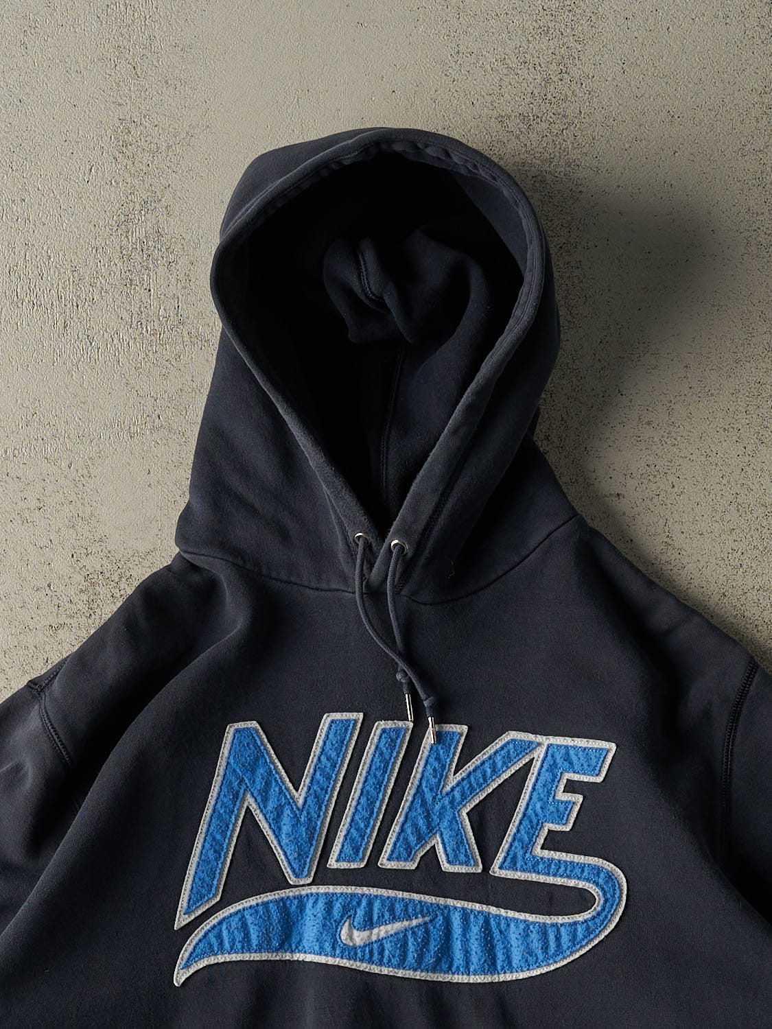 Vintage Y2K Navy Blue Nike Embroidered Hoodie (L/XL) - Image 3