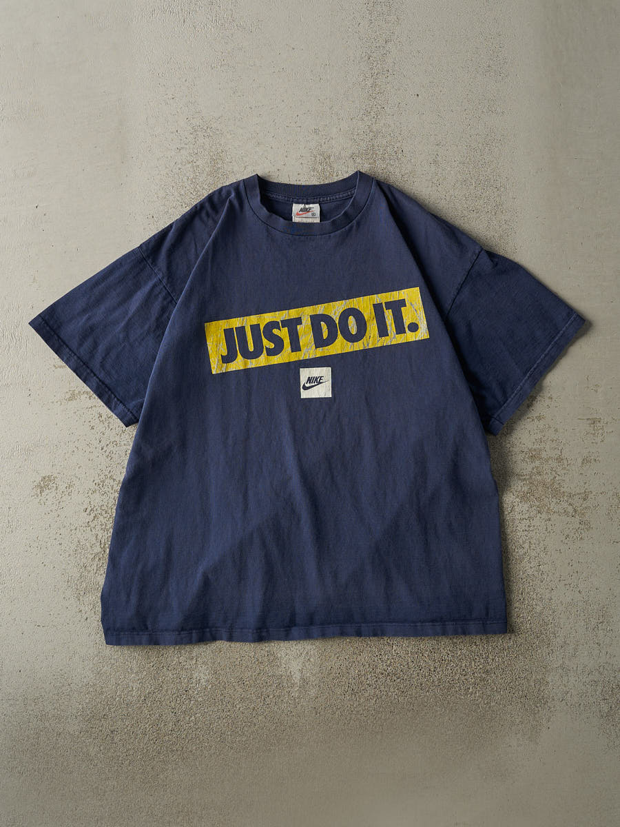 Vintage 90s Navy Blue Nike "Just Do It" Tee (L/XL)