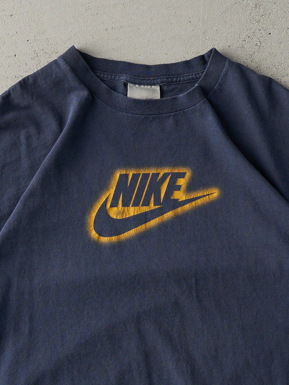 Vintage Y2K Navy Blue Nike Logo Tee (L) - Image 3