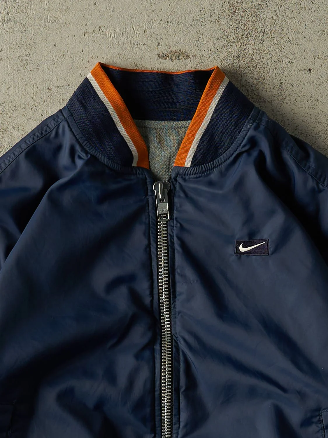 Vintage Y2K Navy Blue Nike Reversible Bomber Windbreaker Jacket (XS/S) - Image 3