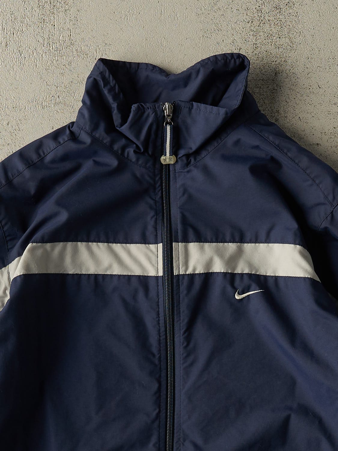 Vintage Y2K Navy Blue Nike Windbreaker Jacket (L) - Image 2