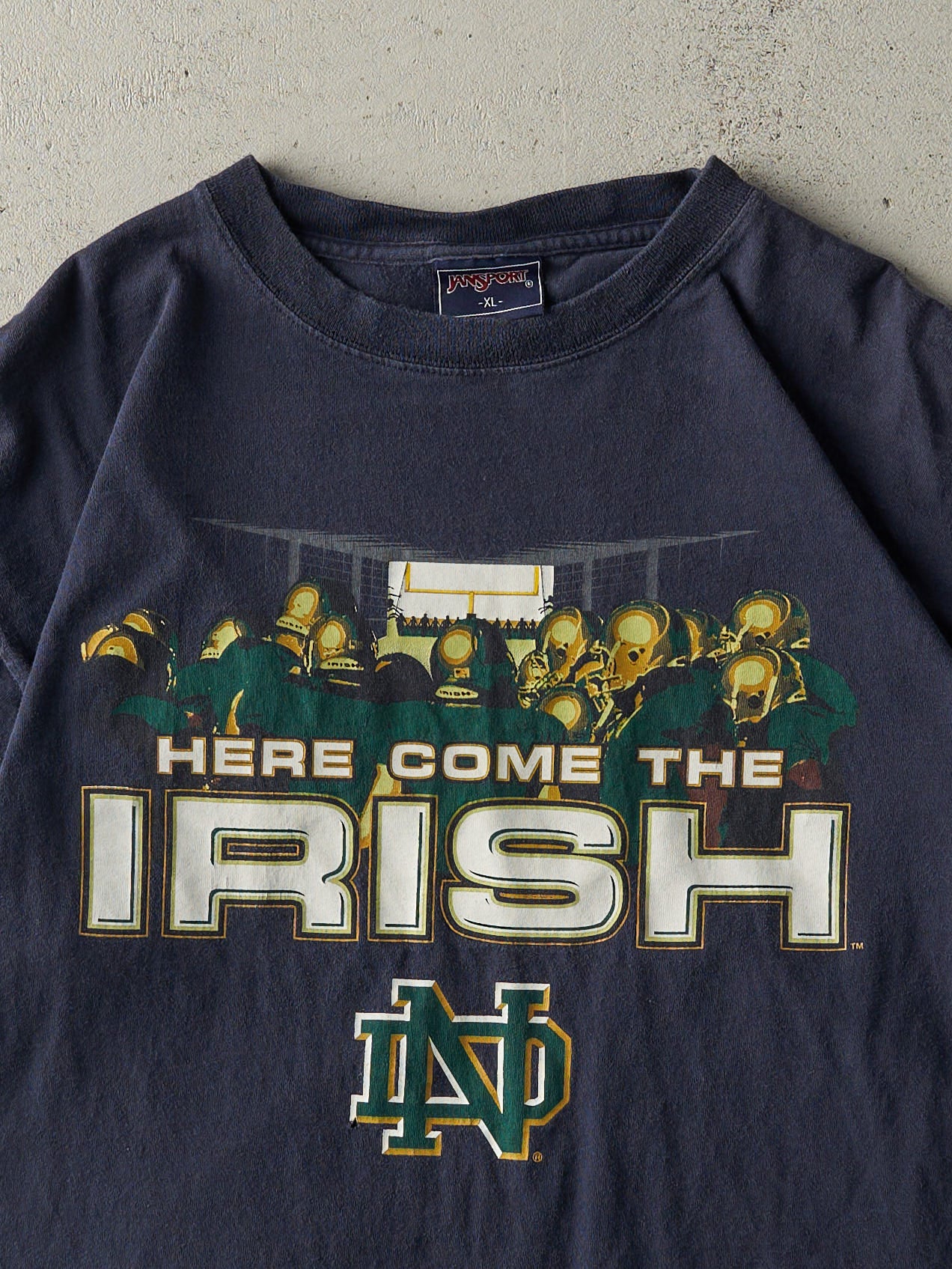 Vintage 90s Navy Blue Notre Dame Fighting Irish Tee (L) - Image 2