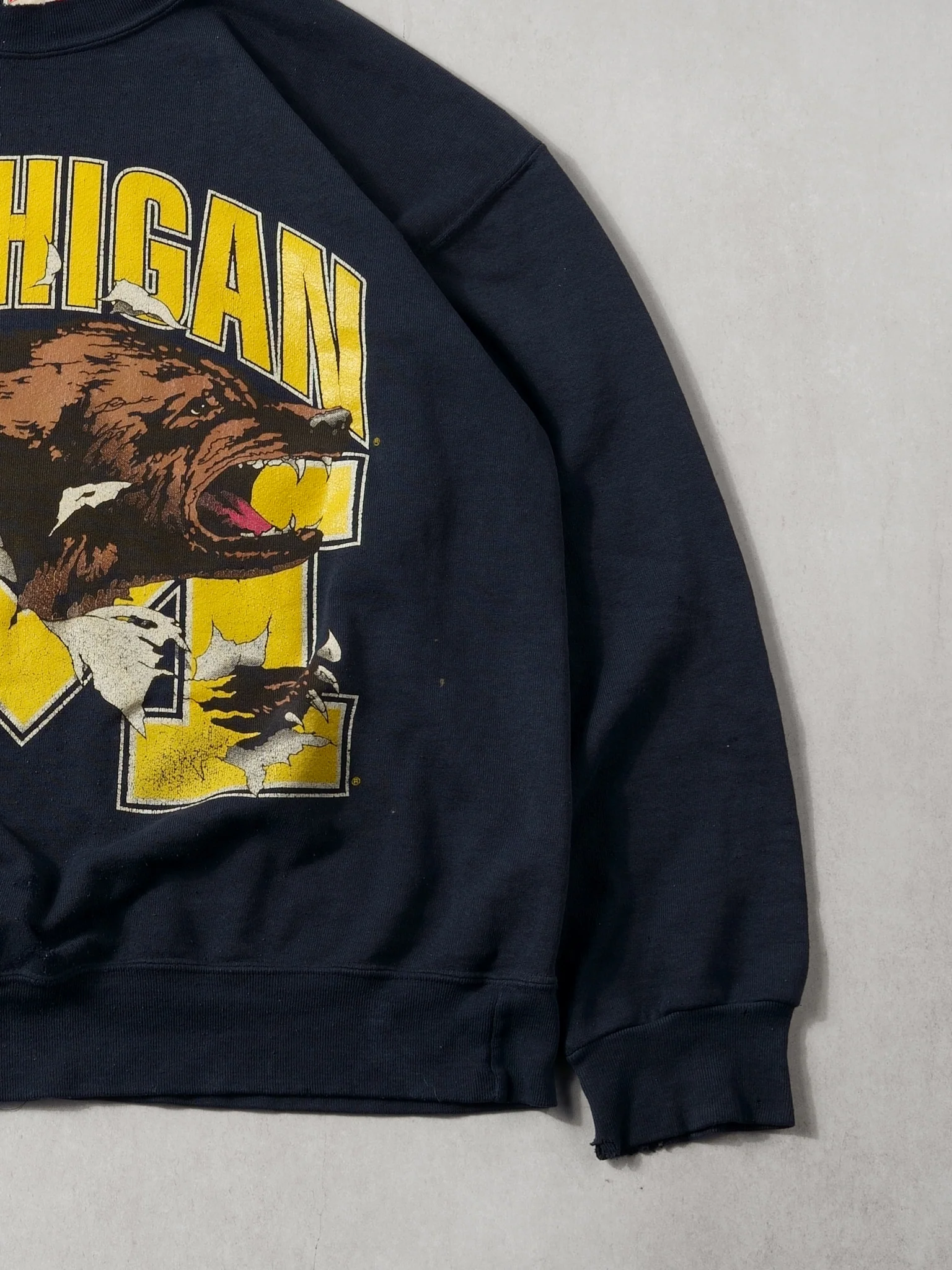 Vintage 90s Navy Blue Nutmeg Michigan Crewneck (L) - Image 3