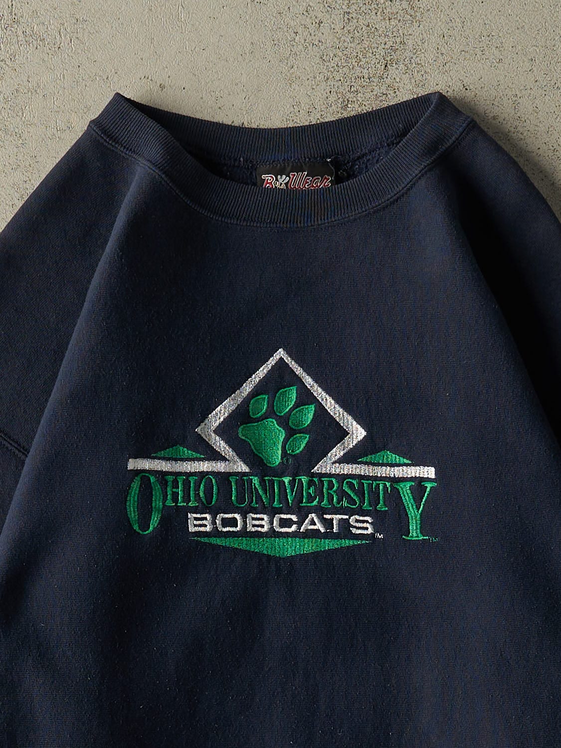 Vintage 90s Navy Blue Ohio University Bobcats Crewneck (L/XL) - Image 2