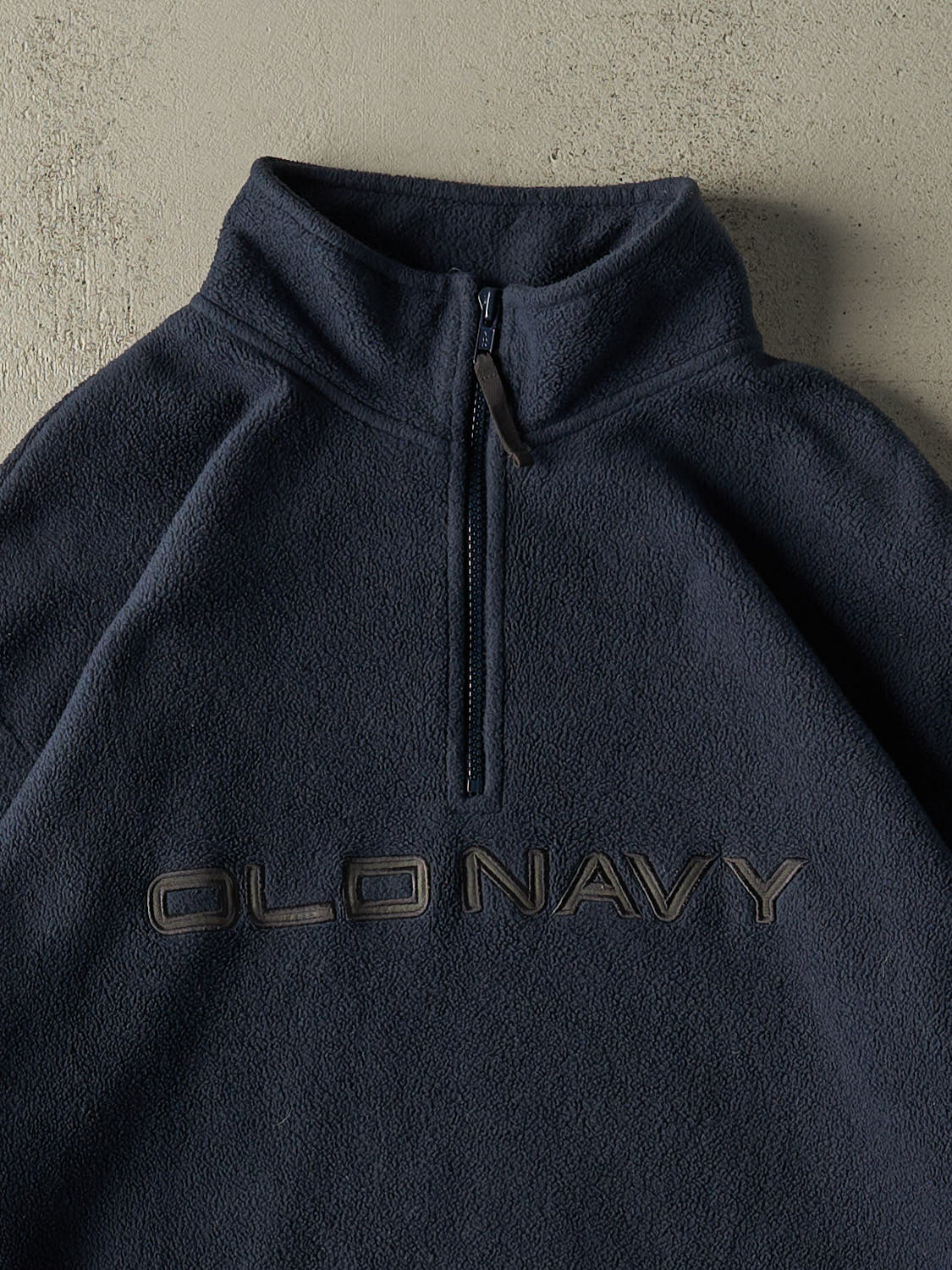 Vintage 90s Navy Blue Old Navy Embroidered Quarter Zip Fleece (L/XL) - Image 2