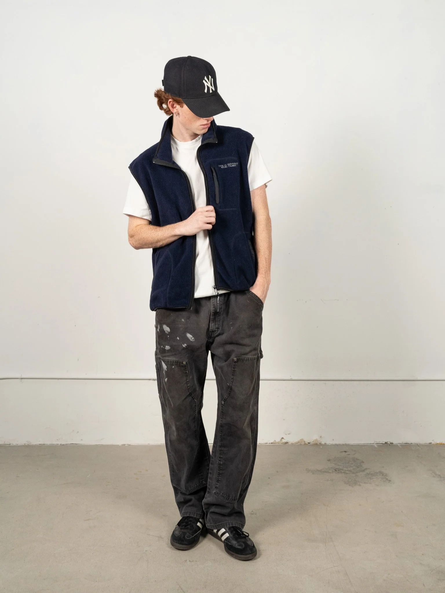 Vintage 90s Navy Blue Polo Ralph Lauren Fleece Vest (M) - Image 2
