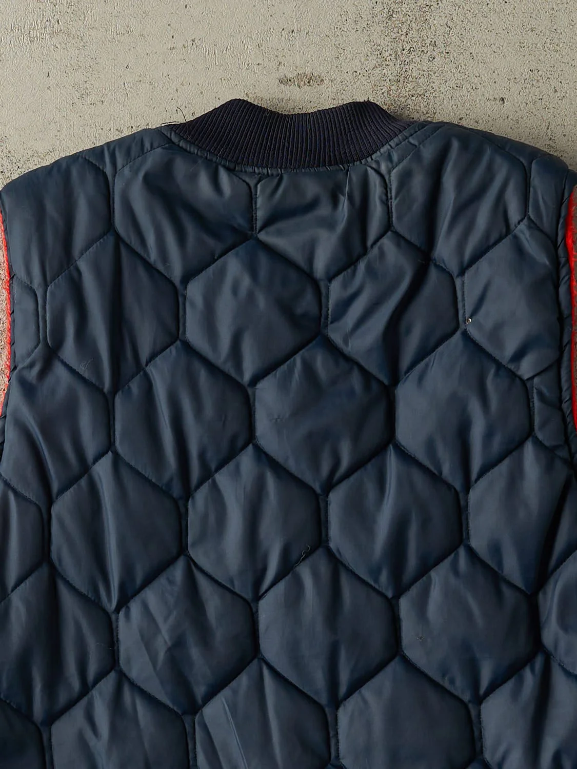 Vintage 70s Navy Blue Fleece Lined Work Vest (L) - Image 4