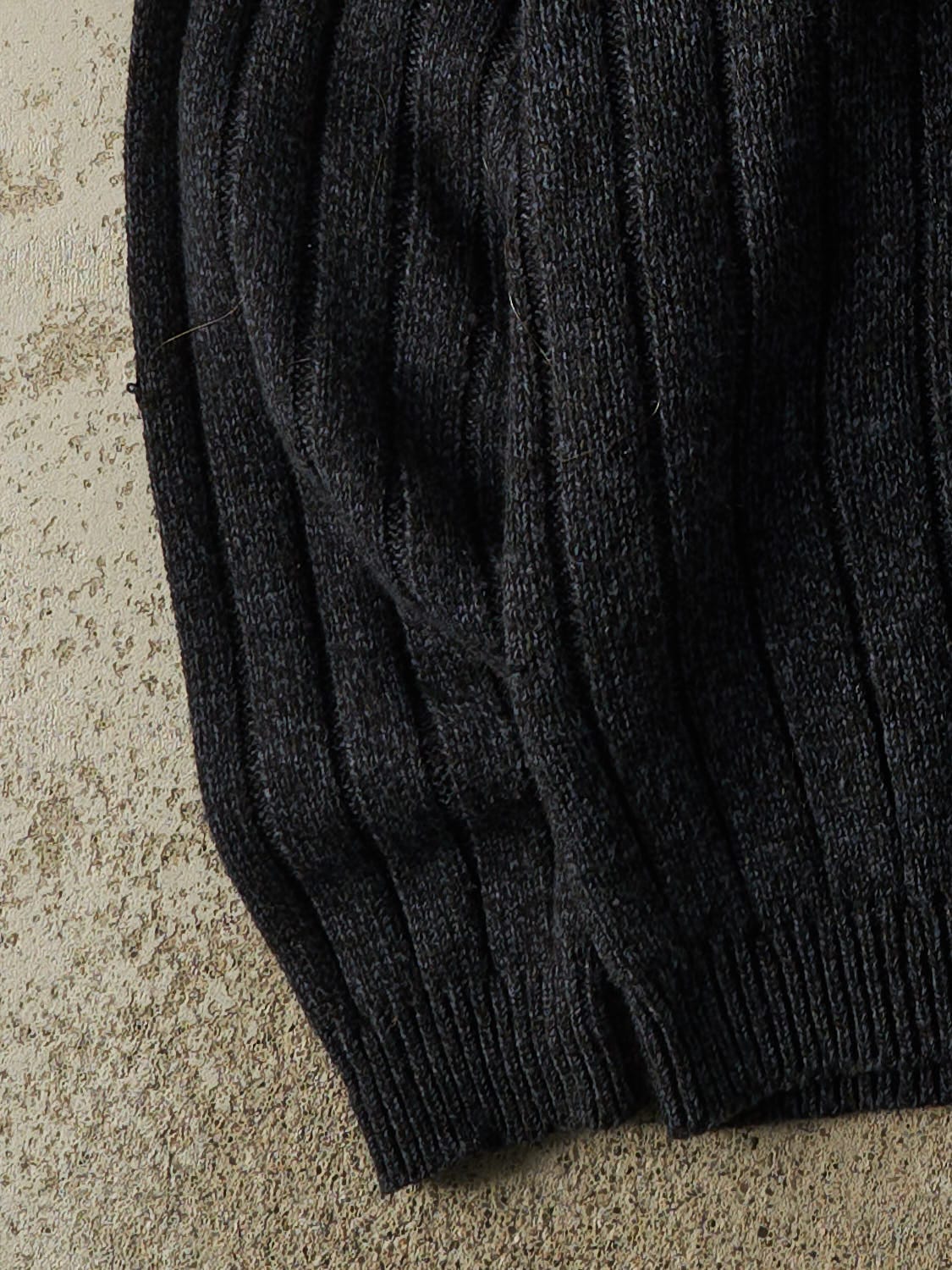 Vintage 90s Navy Blue Quarter Button Knit (XL) - Image 3