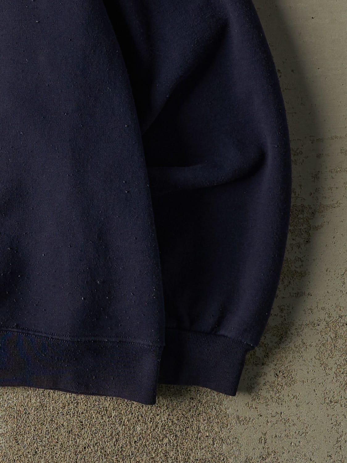 Vintage 90s Navy Blue Quarter Zip Blank Sweater (L/XL) - Image 4