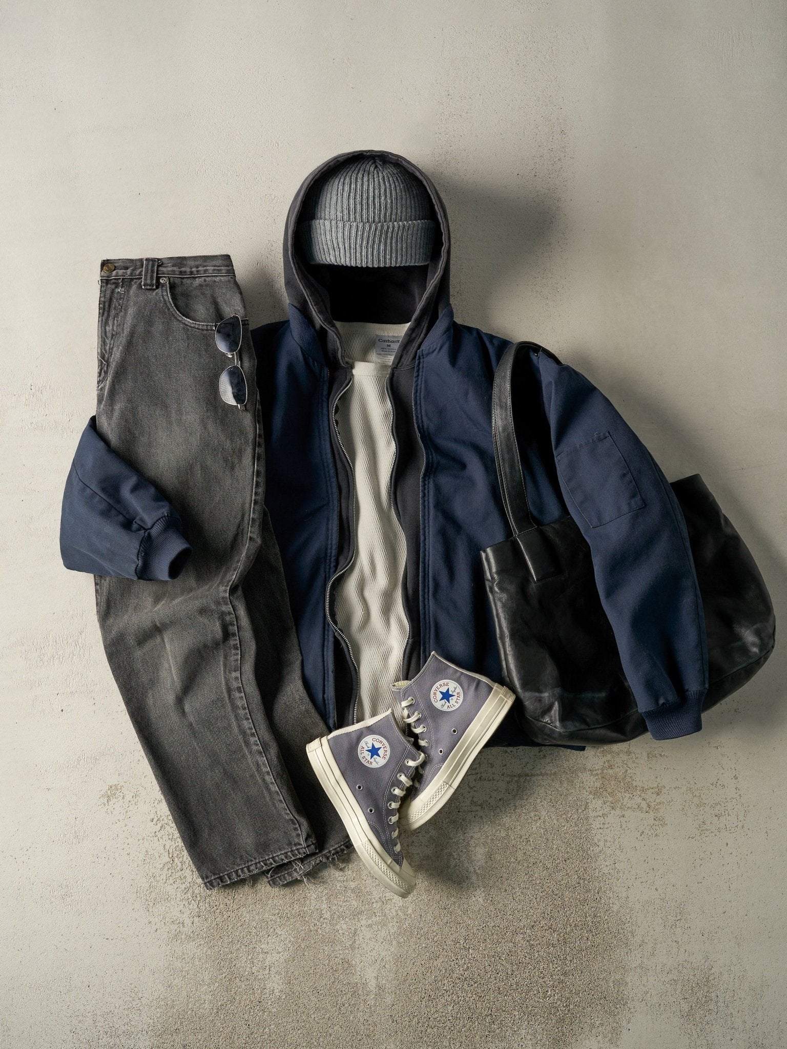 Vintage 90s Navy Blue Quilt Lined Bomber Work Jacket (XXL) - Image 2