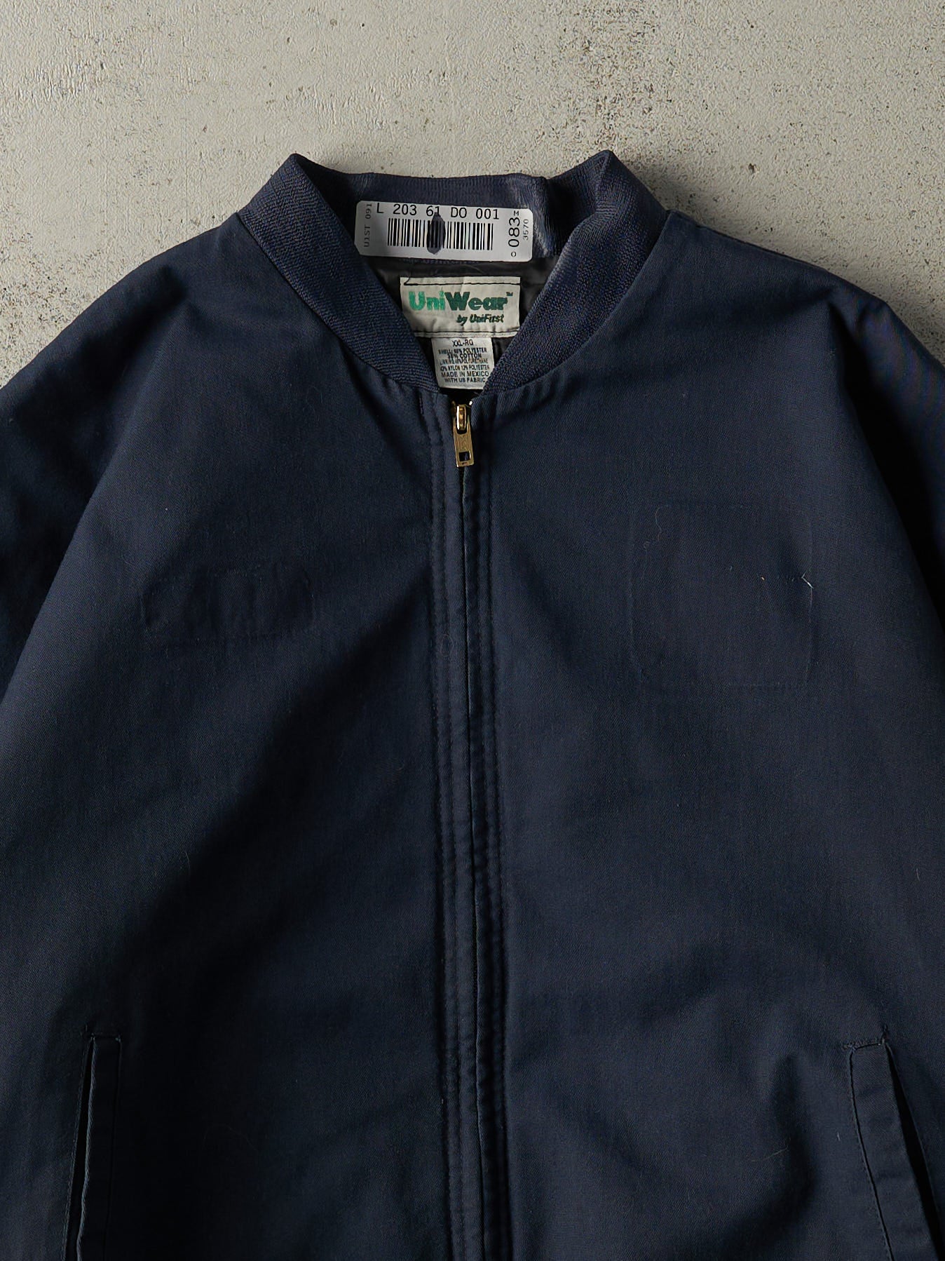 Vintage 90s Navy Blue Quilt Lined Bomber Work Jacket (XXL) - Image 3