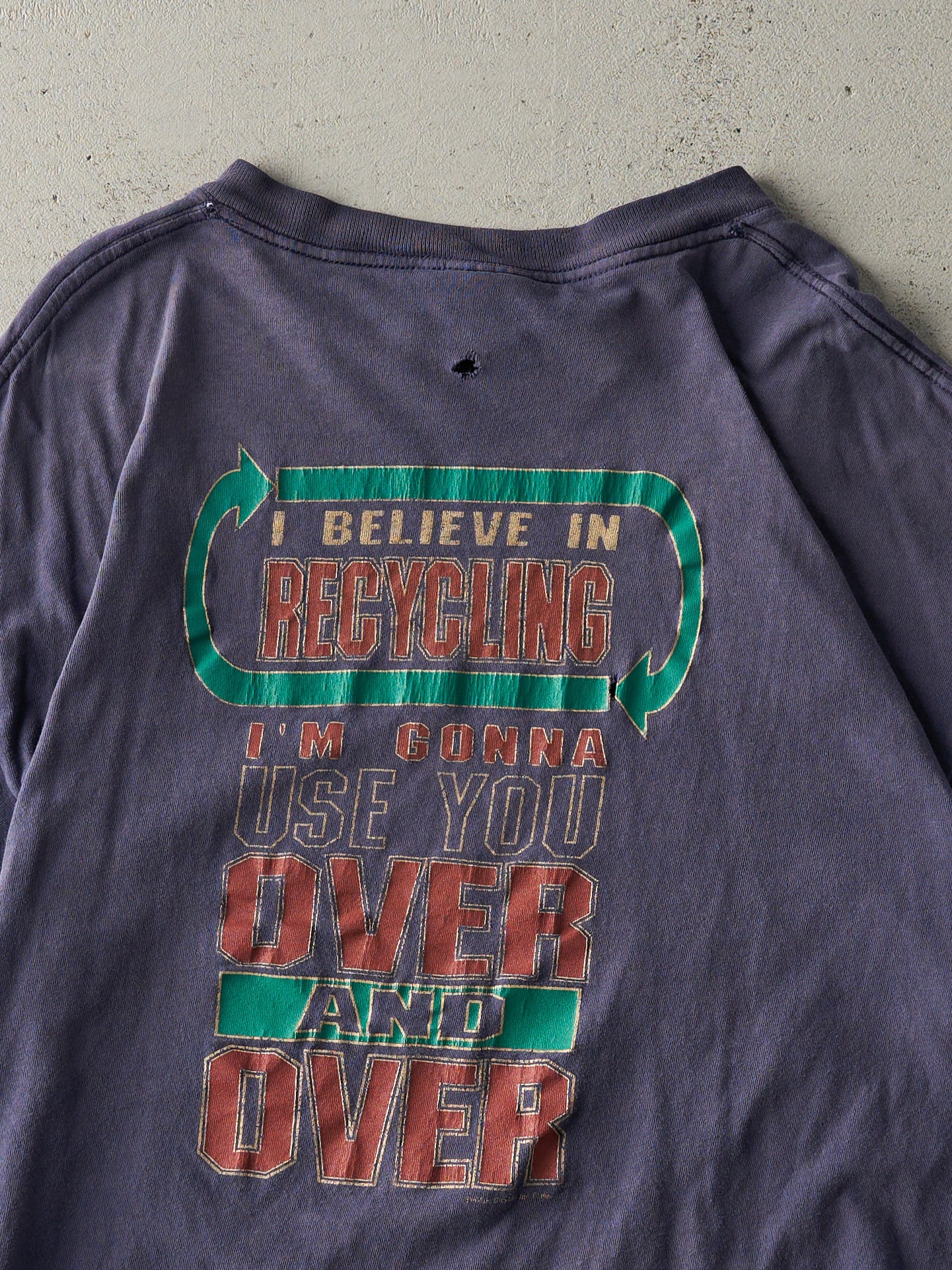 Vintage 90s Navy Blue Recycle University Tee (L) - Image 4