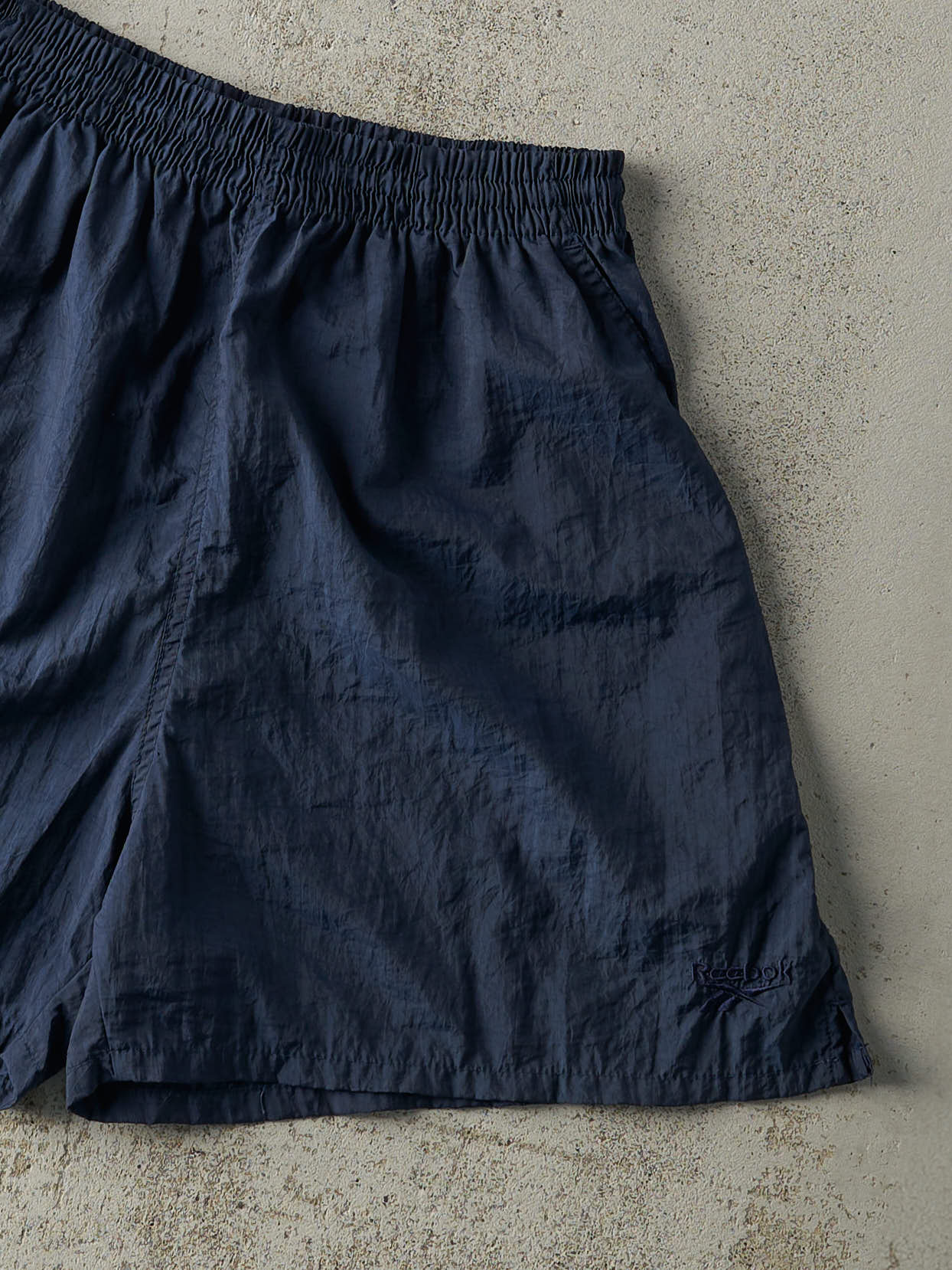 Vintage 90s Navy Blue Reebok Embroidered Logo Track Shorts (27x4.5) - Image 4