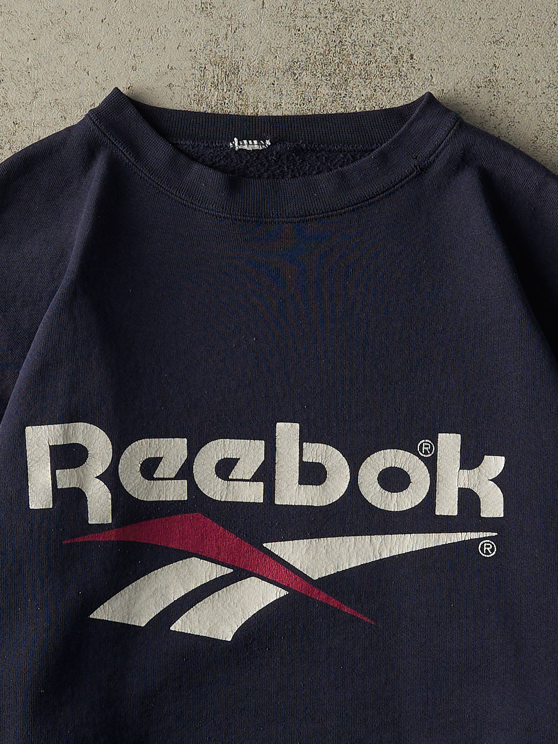 Vintage 90s Navy Blue Reebok Logo Crewneck (L) - Image 2