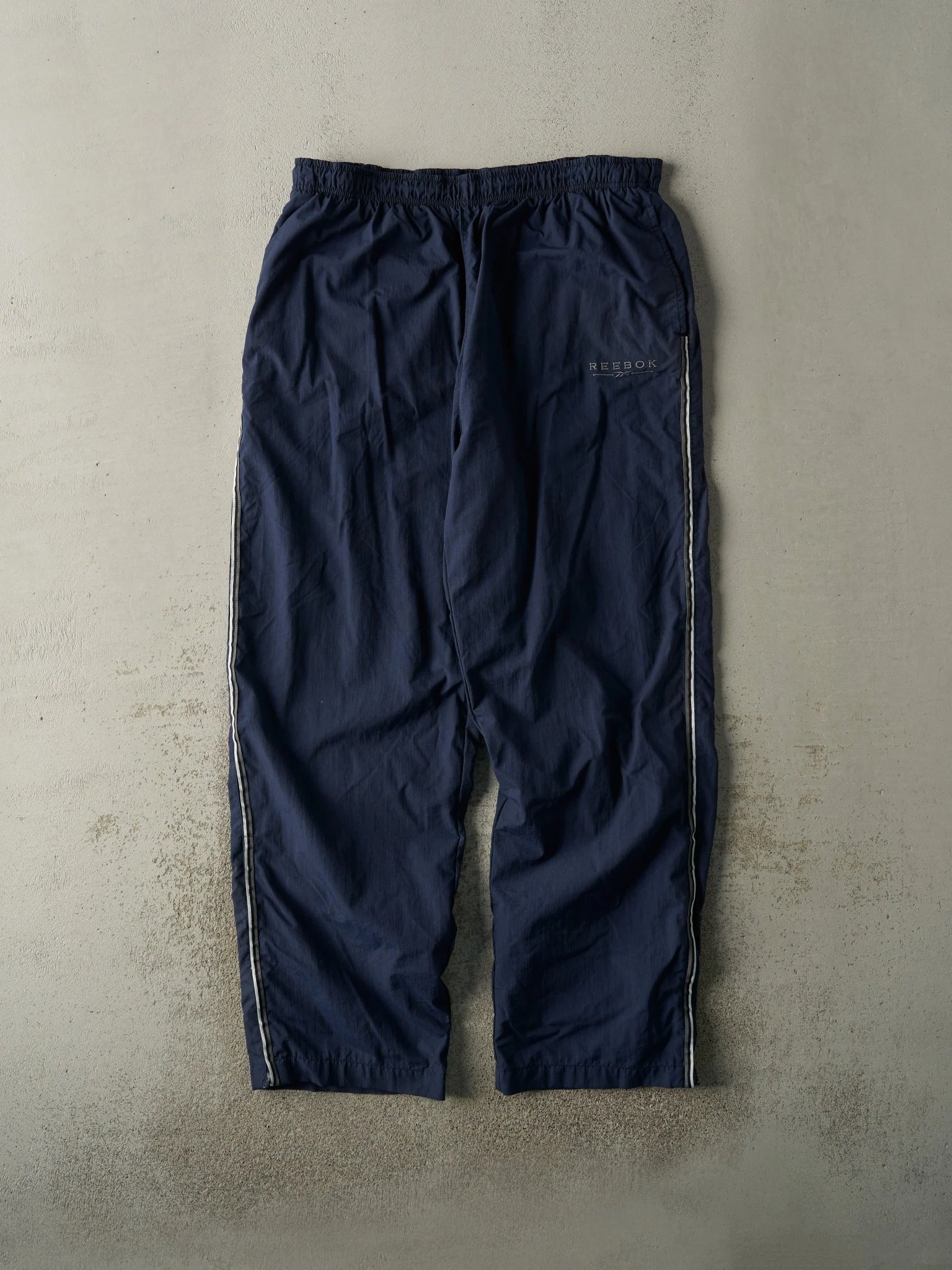 Vintage 90s Navy Blue Reebok Windbreaker Pants (36x31.5)
