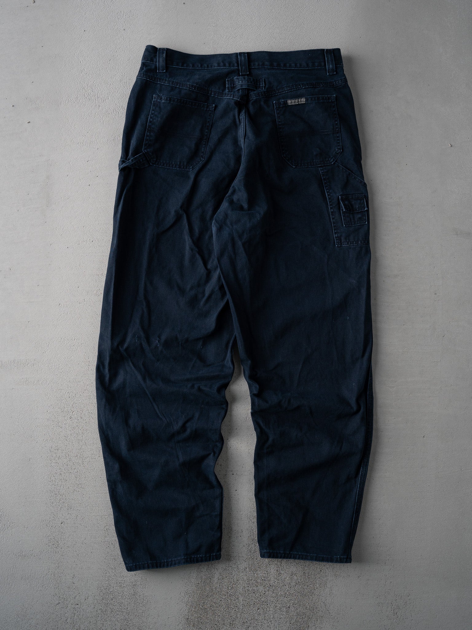 Vintage 90s Navy Blue Riveted By Lee Carpenter Pants (34 x 30) - Image 2